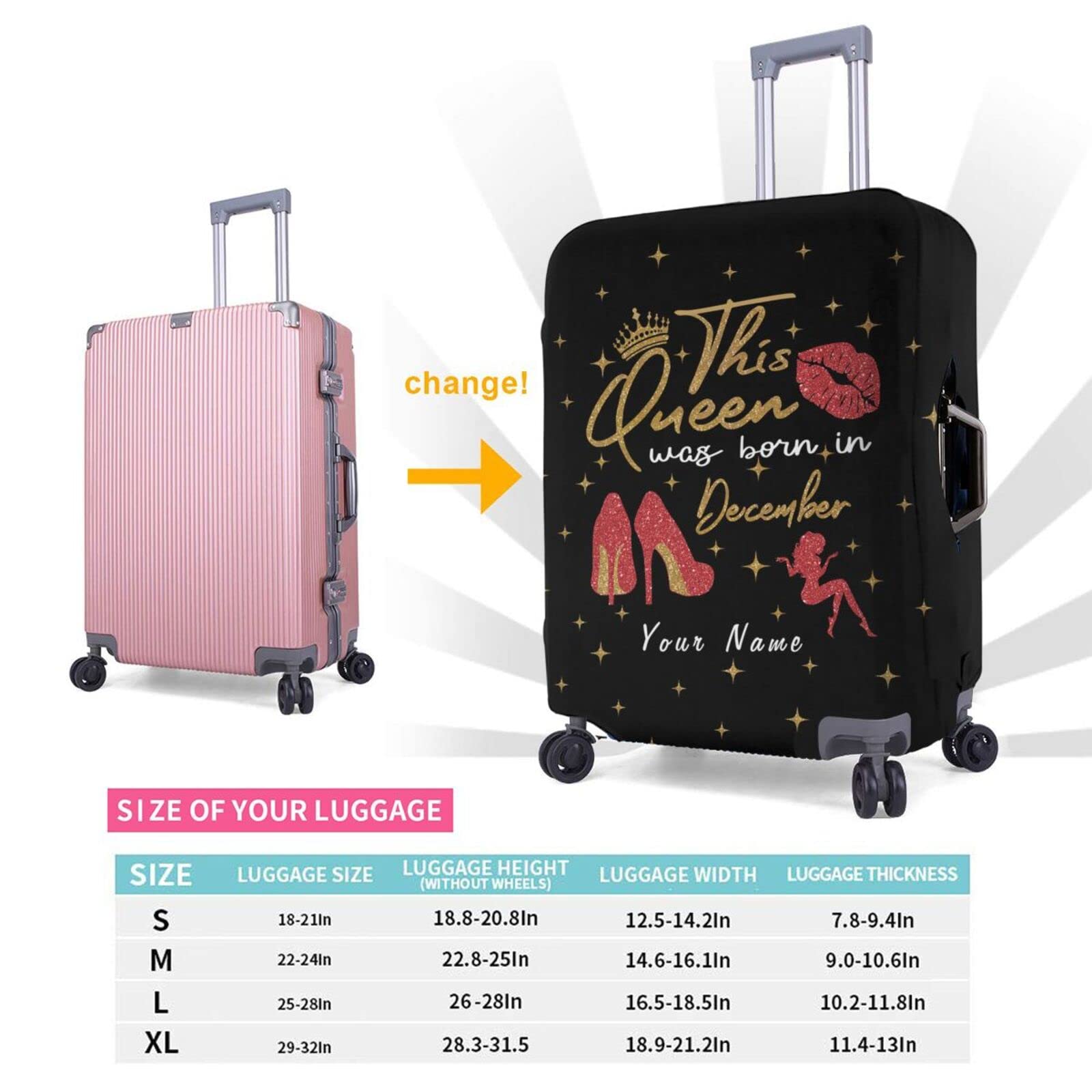 Custom Printed Luggage Cover - Personalized Suitcase Protector with Funny Photo Design for 18-32 Inch Bags (Size S Fits 18-21 Inch) - Perfect for Travel, Vacation & Airplane Trips