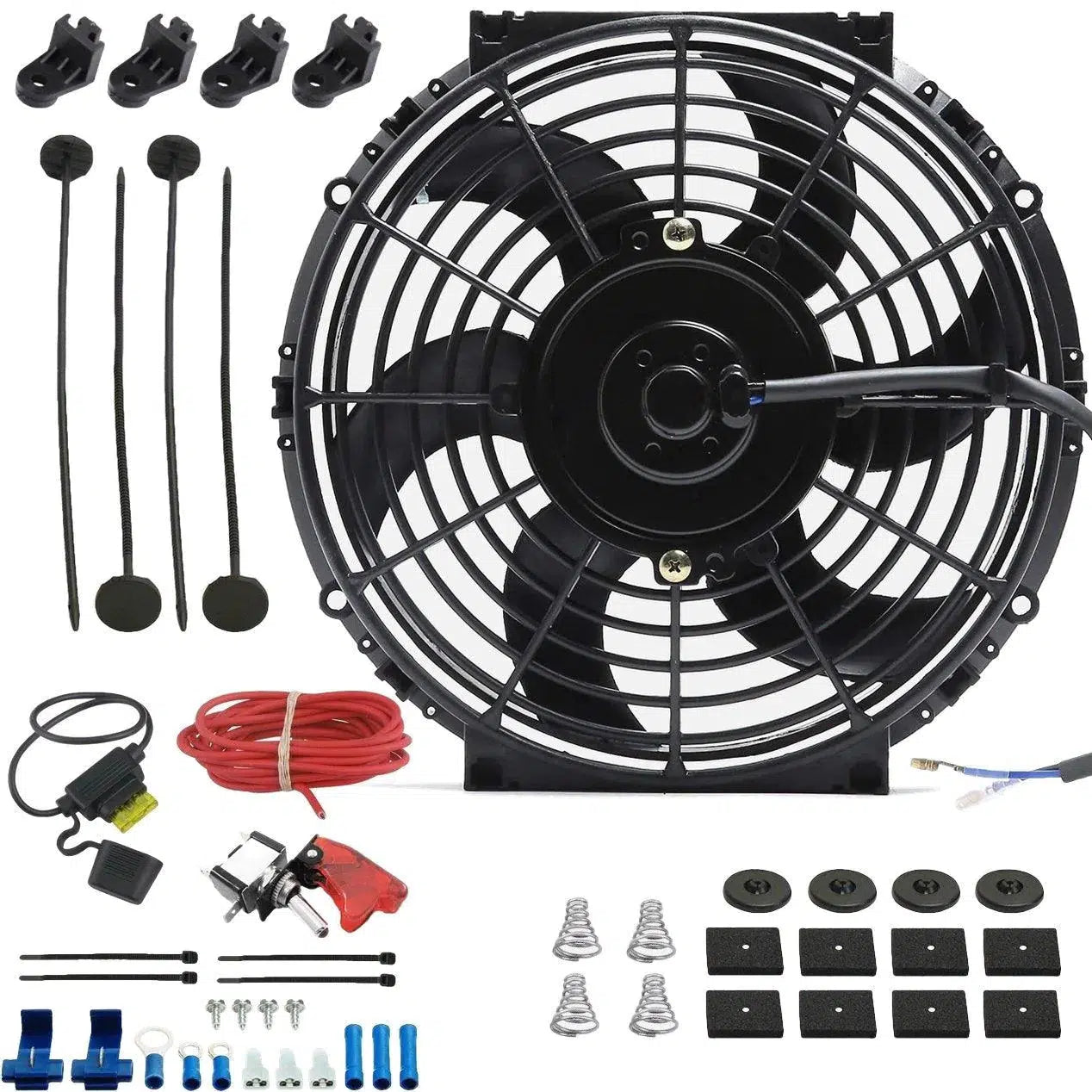 10-11 Inch 130W Electric Radiator Cooling Fan with Manual Toggle Switch Wiring Kit - Universal Fit for Car, Truck, SUV & Off-Road Vehicles - High Performance Engine Cooling Solution