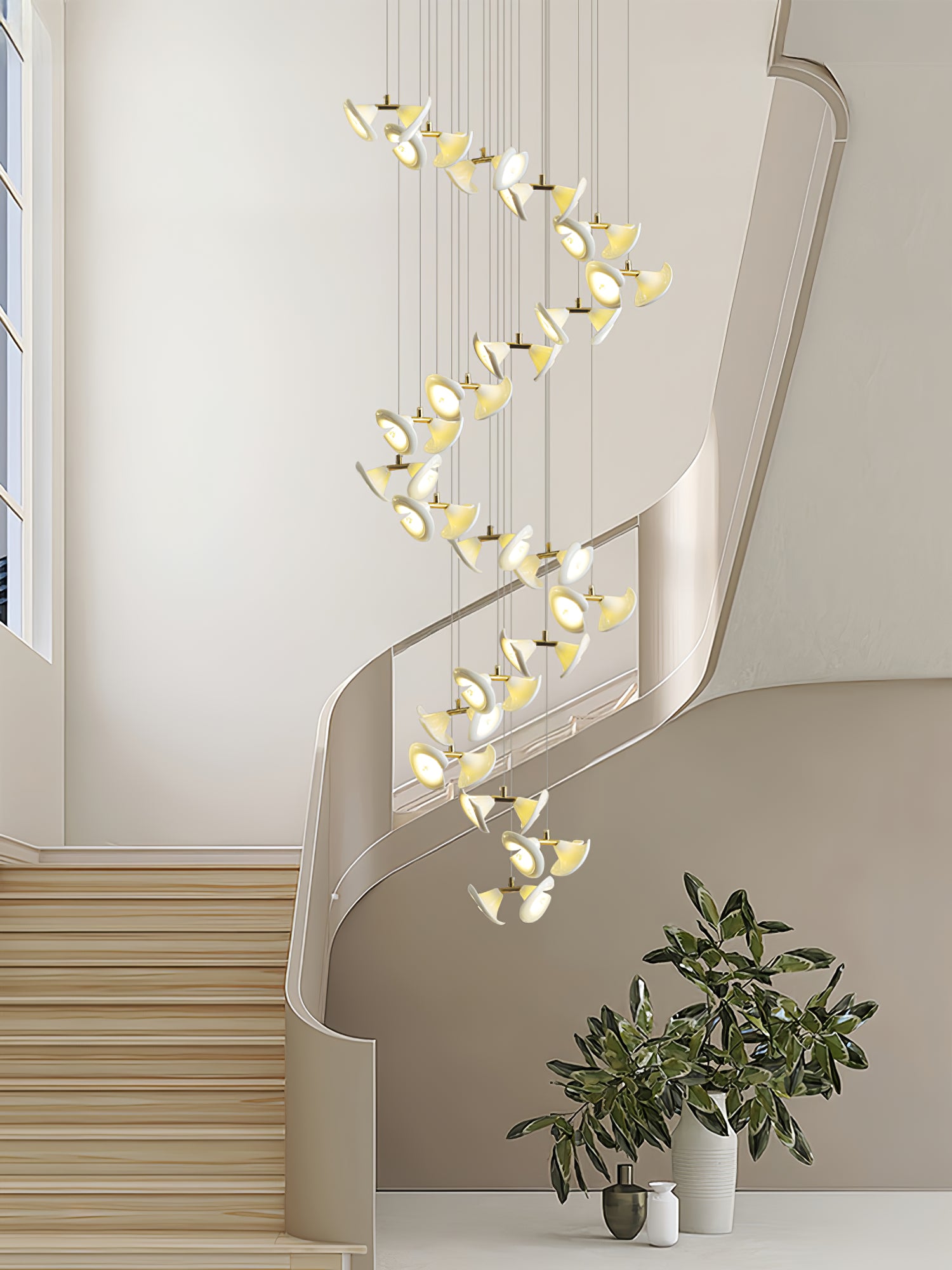 Elegant Blossom Double Horn Chandelier - Modern Crystal Ceiling Light Fixture for Dining Room & Living Room Decor