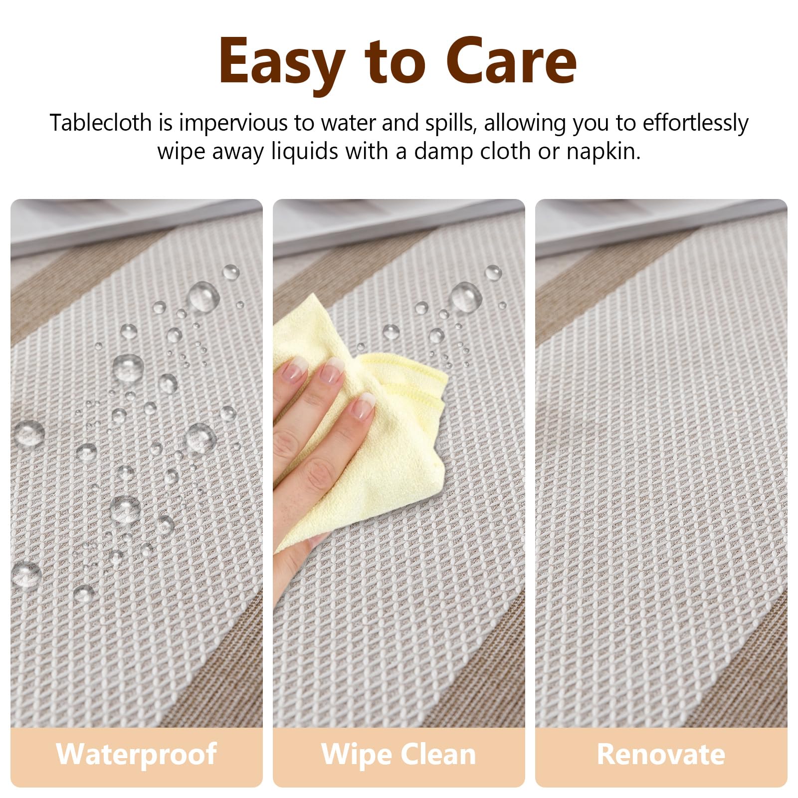 Rustic Waterproof Cotton Linen Tablecloth - 55''x140'' Rectangle Farmhouse Table Cover for 12-14 Seats | Wrinkle-Free, Washable Dining Table Cloth for Kitchen, Parties, Holidays & Everyday Use
