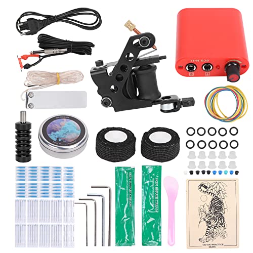 Professional Complete Tattoo Starter Kit with Power Supply, Foot Pedal, Needles & Practice Skin - Includes Ink Cups, Rubber Bands & Healing Cream - Perfect for Beginner Tattoo Artists & Home Practice (#2)
