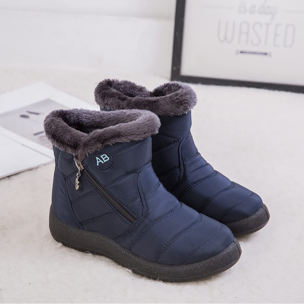 Women's Winter Snow Boots - Fur Lined Waterproof Ankle Booties with Slip-On Design for Outdoor Activities, Hiking & Cold Weather Fashion