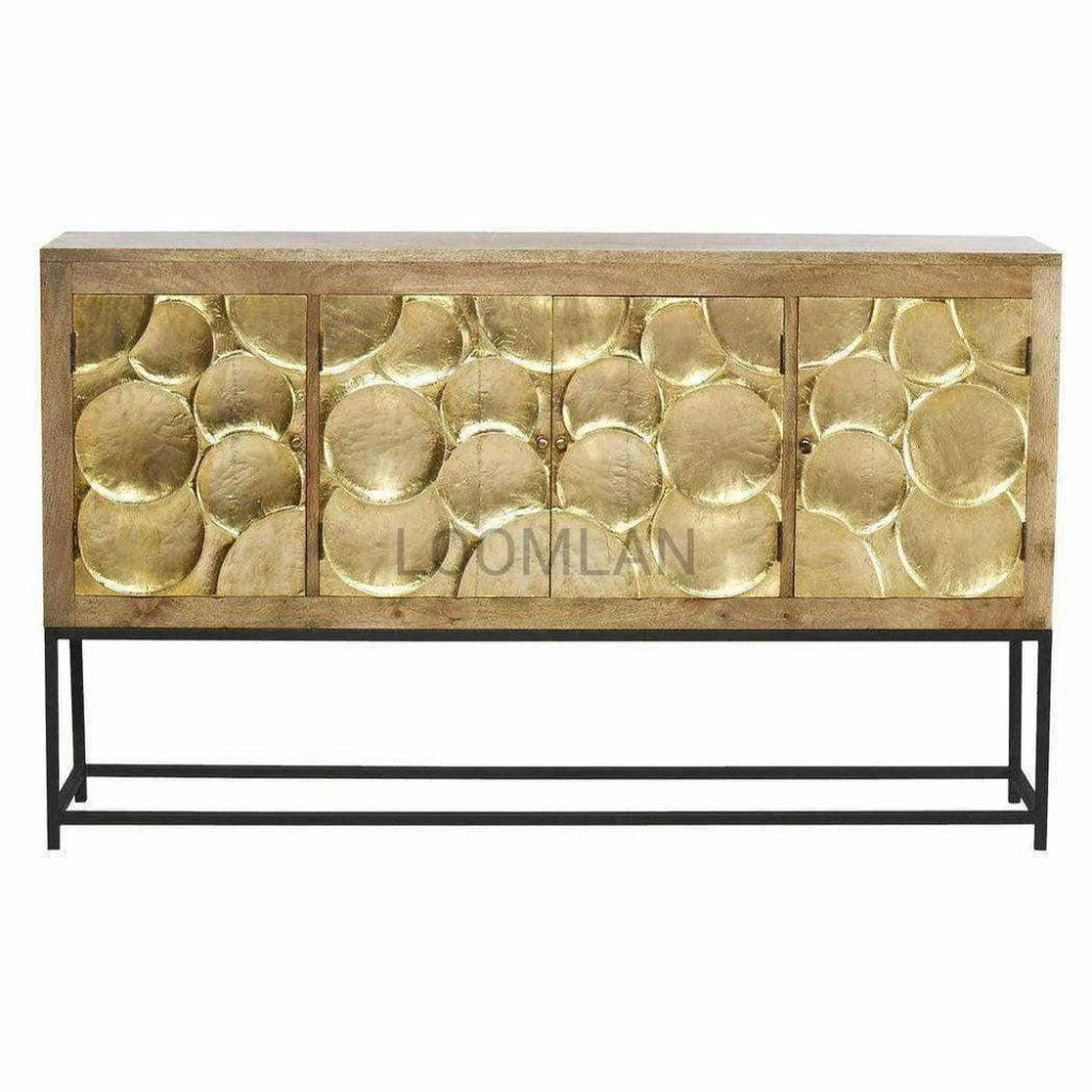 80 Gold Circled Server on Iron Stand - Elegant Parisian Serving Tray for Dining, Buffets & Home Decor
