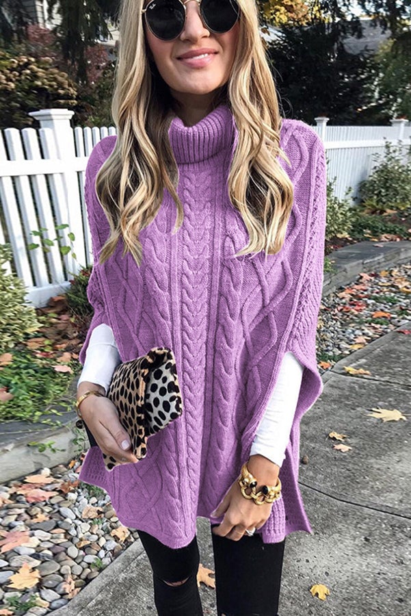 Stylish High Neck Cape Sweater for Women | Warm & Cozy Winter Fashion | Perfect for Office, Parties & Casual Outings