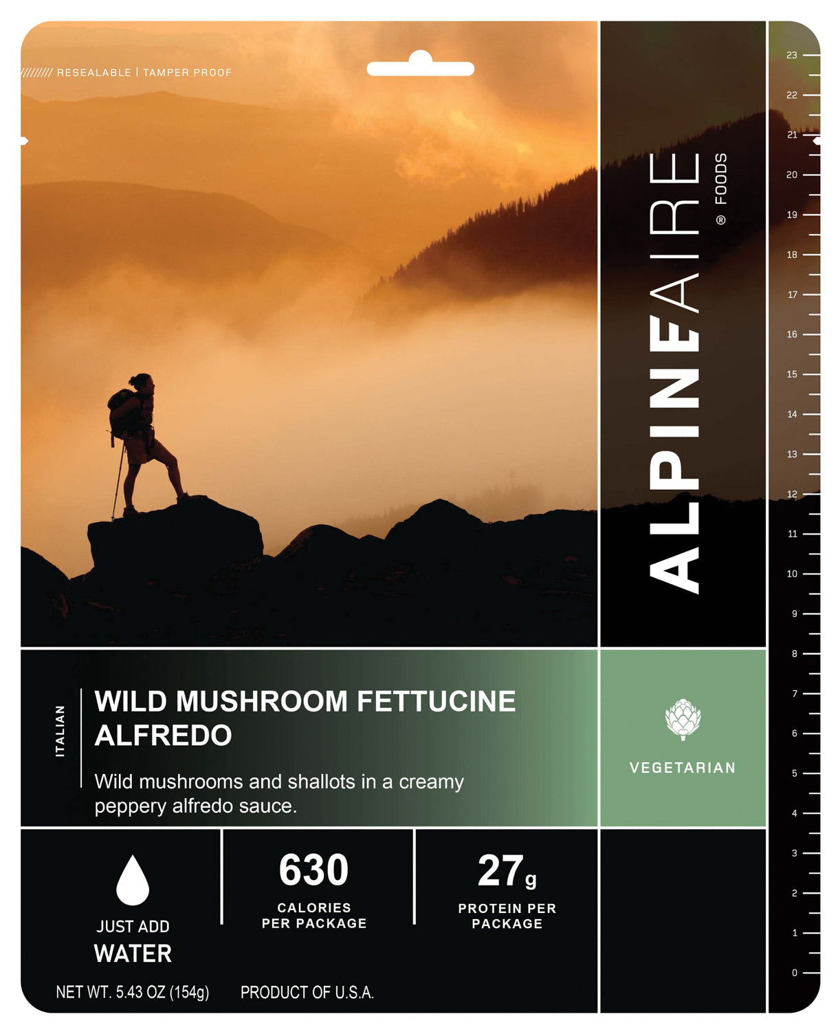 Alpine Aire Wild Mushroom Fettuccine Alfredo Pasta - Premium Freeze-Dried Backpacking & Camping Meal - Lightweight Gourmet Food for Hiking, Emergency Preparedness & Outdoor Adventures