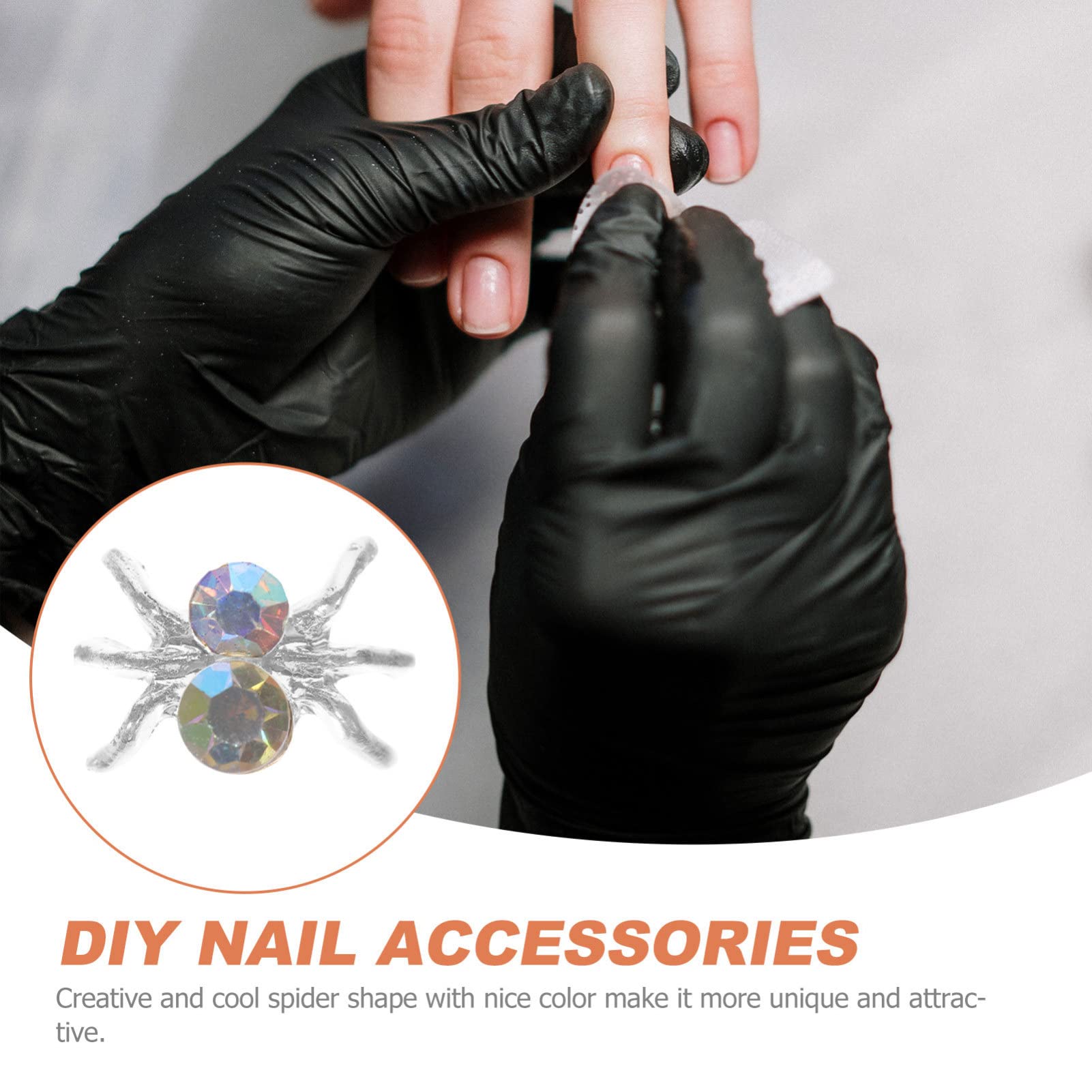 Beaupretty 100PCS 3D Spider Nail Charms - Silver Metal Rhinestone Nail Art Gems for Halloween DIY Nail Decoration | Perfect for Nail Salon, Costume Parties & Spooky Home Decor