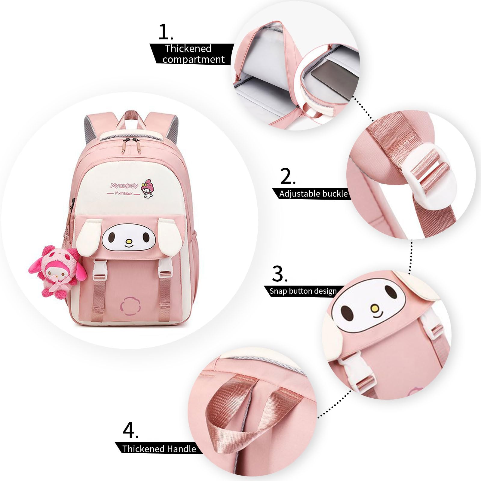 2pcs Stylish Women's Backpack - 18 Inch Large Capacity Aesthetic Casual Daypack for Travel, School & Work - Cute Pink Daypack with Plush Pendant | Perfect for College, Commuting & Weekend Getaways