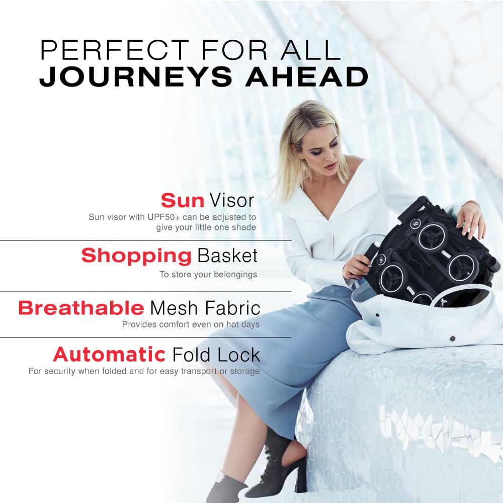 GB Pockit Air All-Terrain Ultra Compact Lightweight Travel Stroller - Breathable Fabric, Night Blue, 28x17.5x39.8 Inches - Perfect for Air Travel, City Walks & Outdoor Adventures