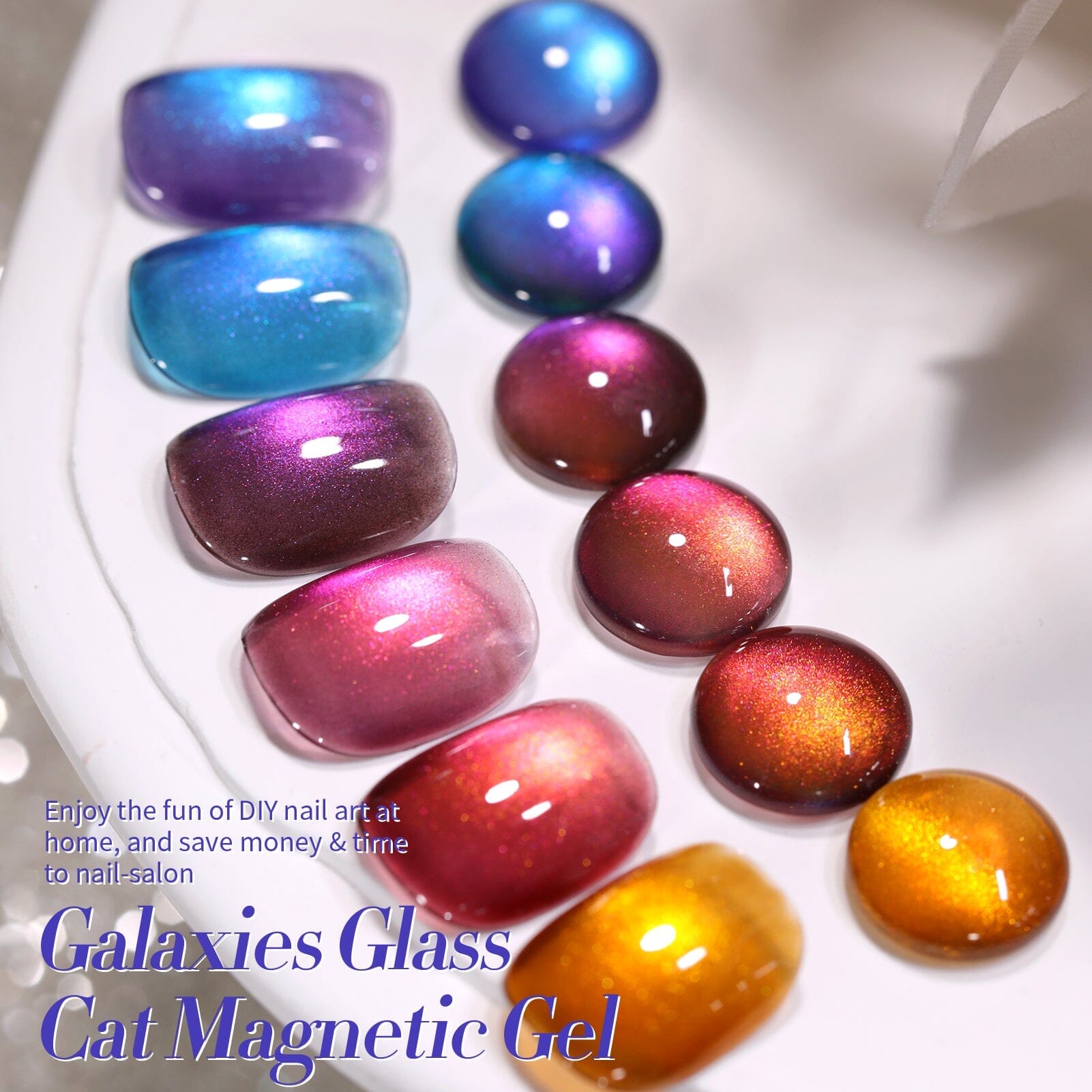 6 Colors Galaxies Glass Cat Magnetic Gel Polish Set - 7ml UV LED Soak Off Nail Art Kit for Salon & Home Manicure - Perfect for Nail Art, DIY, Gifts & Special Occasions