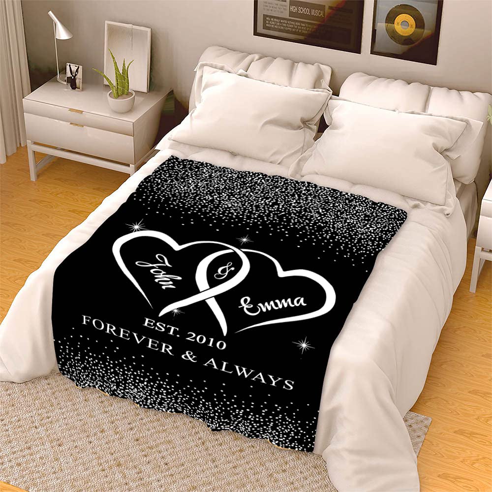 Custom Name & Est. Personalized Blanket - Premium Soft & Warm Throw for Couples - Perfect Anniversary, Wedding, Birthday & Christmas Gift for Him/Her - Cozy Home Decor for Romantic Nights & Winter Snuggles