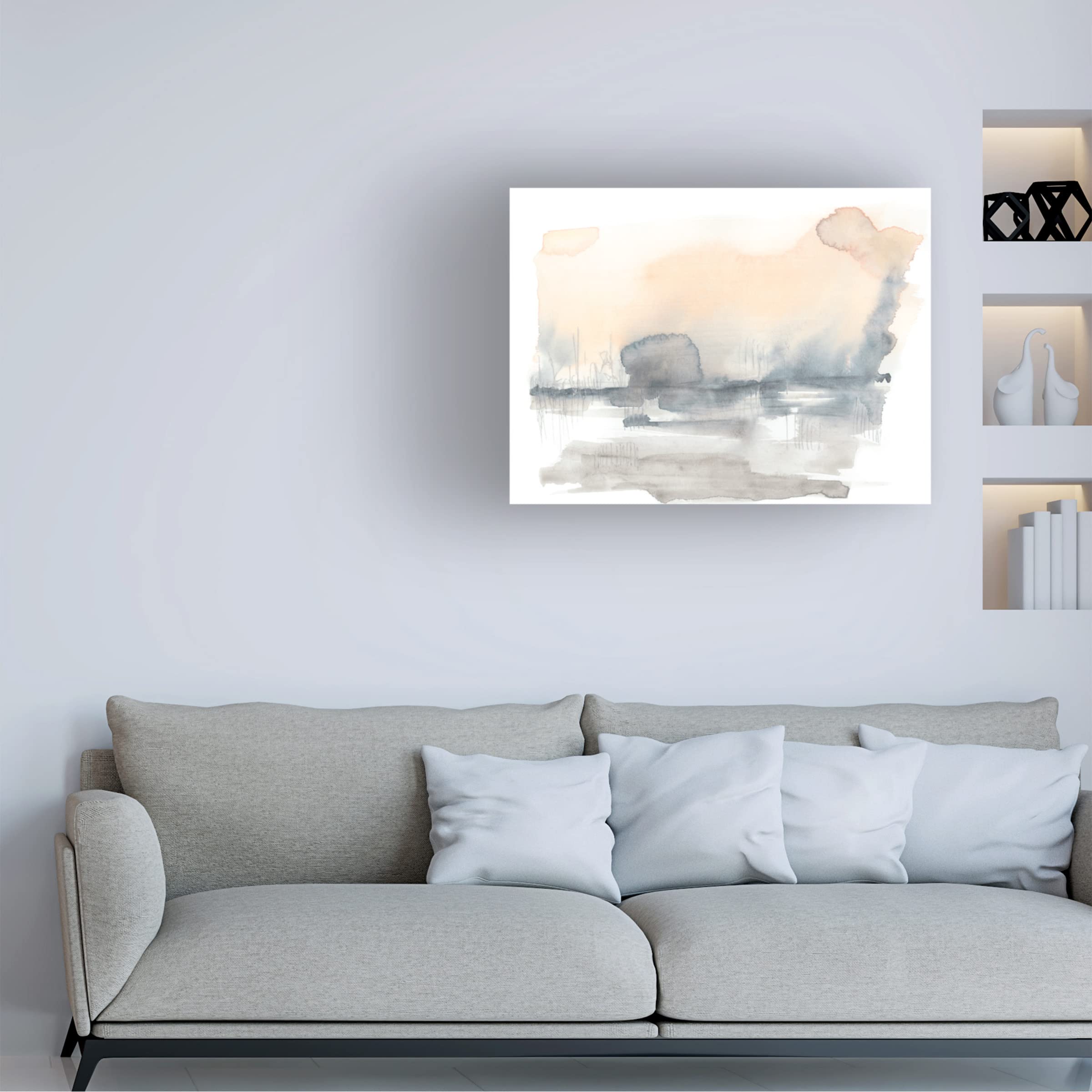 Jennifer Goldberger 'Blush Haze I' Canvas Wall Art Print - Modern Abstract Painting for Living Room, Bedroom & Office Decor