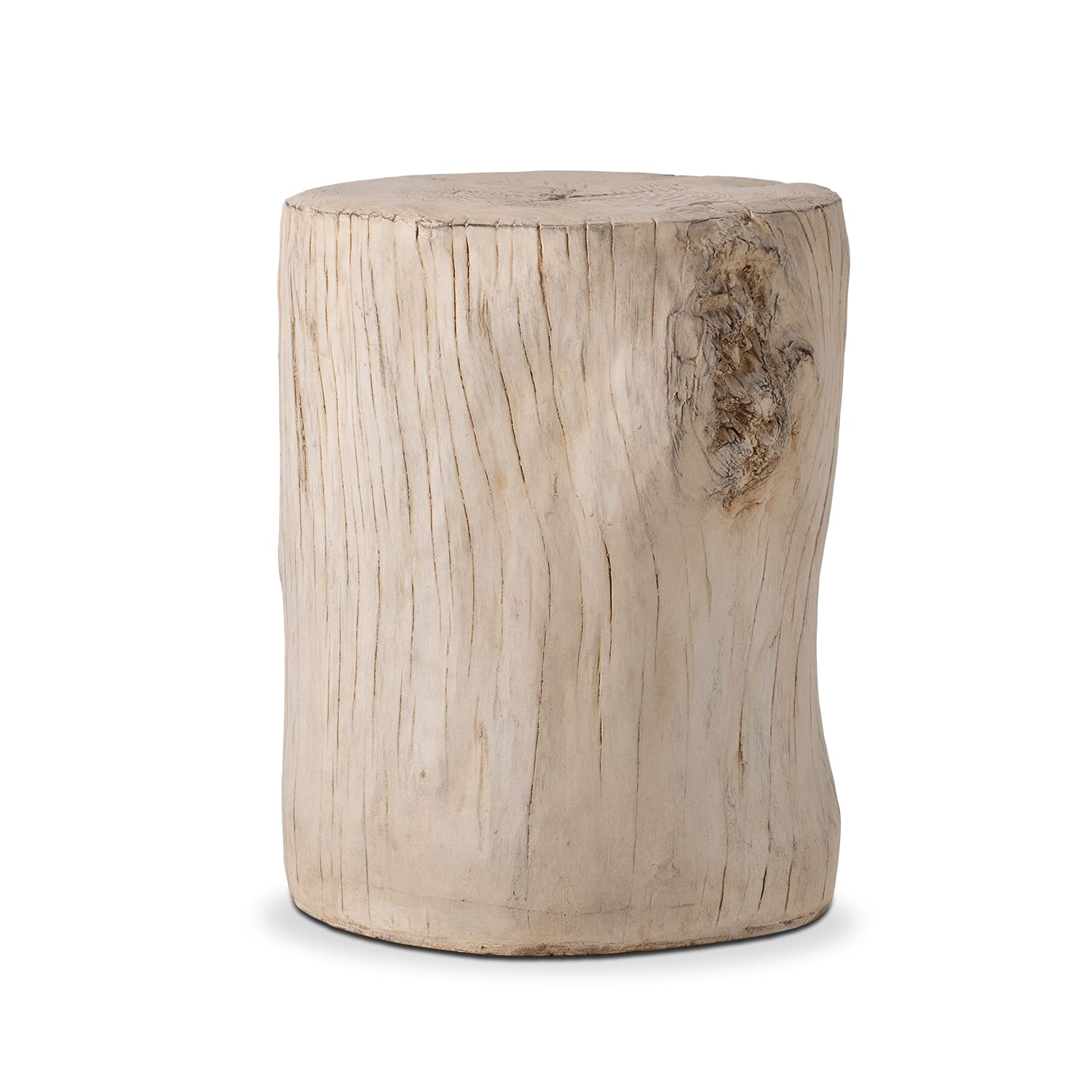 SUNBURY Concrete Stump Side Table - Faux Wooden End Table for Patio, Garden, Living Room - Beige Stool Plant Stand Holder | Perfect for Outdoor Decor, Coffee Table Accent & Home Interior Design