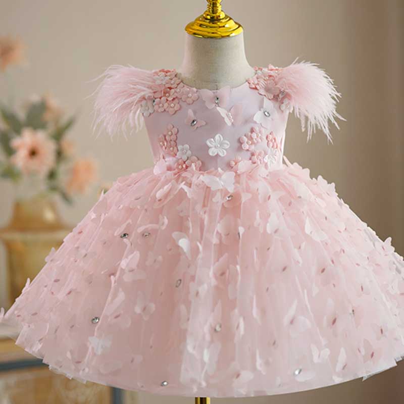 Adorable Baby Girl's Birthday Party Dress - Floral Butterfly Princess Tulle Gown with Tassel Details | Perfect for 1st Birthday, Photoshoot & Special Occasions