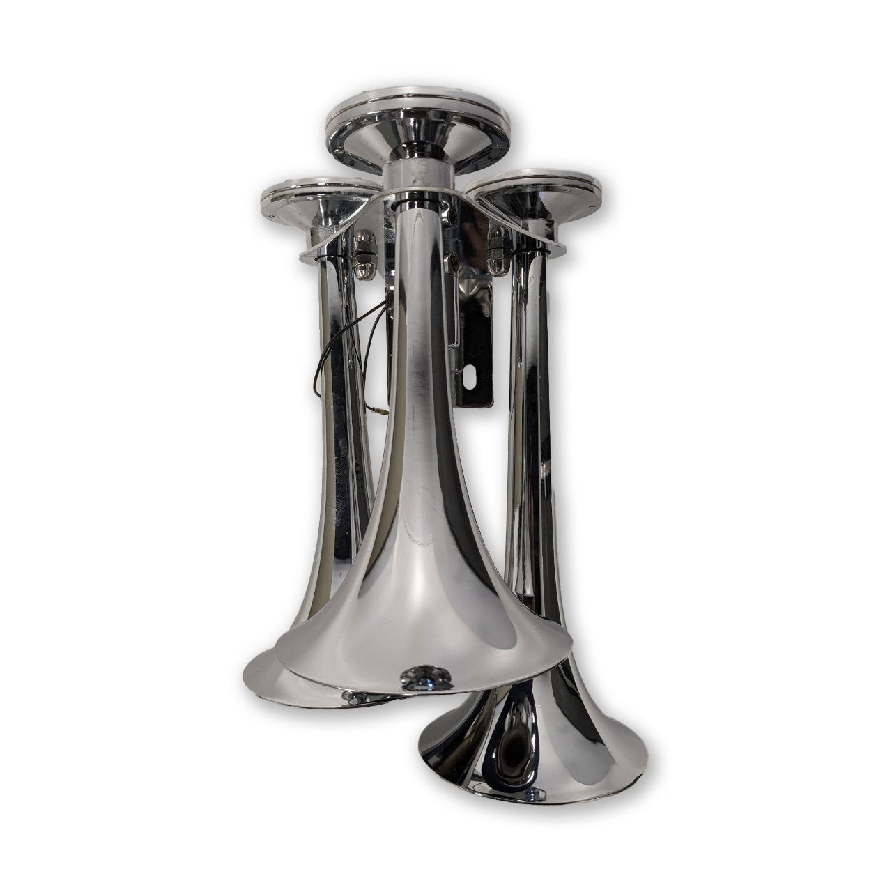 Fortpro 3 Round Chrome Trumpet Air Horn 12V/24V Heavy Duty Train Horn Kit for Trucks, Semi Trucks & Boats - Loud Warning Sound for Safety & Emergency Use