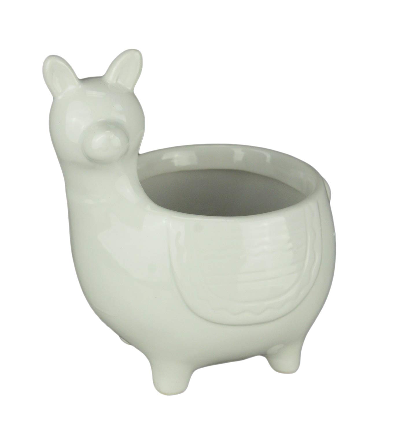 White Ceramic Standing Llama Planter - Cute Home & Garden Decor for Succulents, Small Plants - Perfect for Boho, Farmhouse, or Office Desk Decor