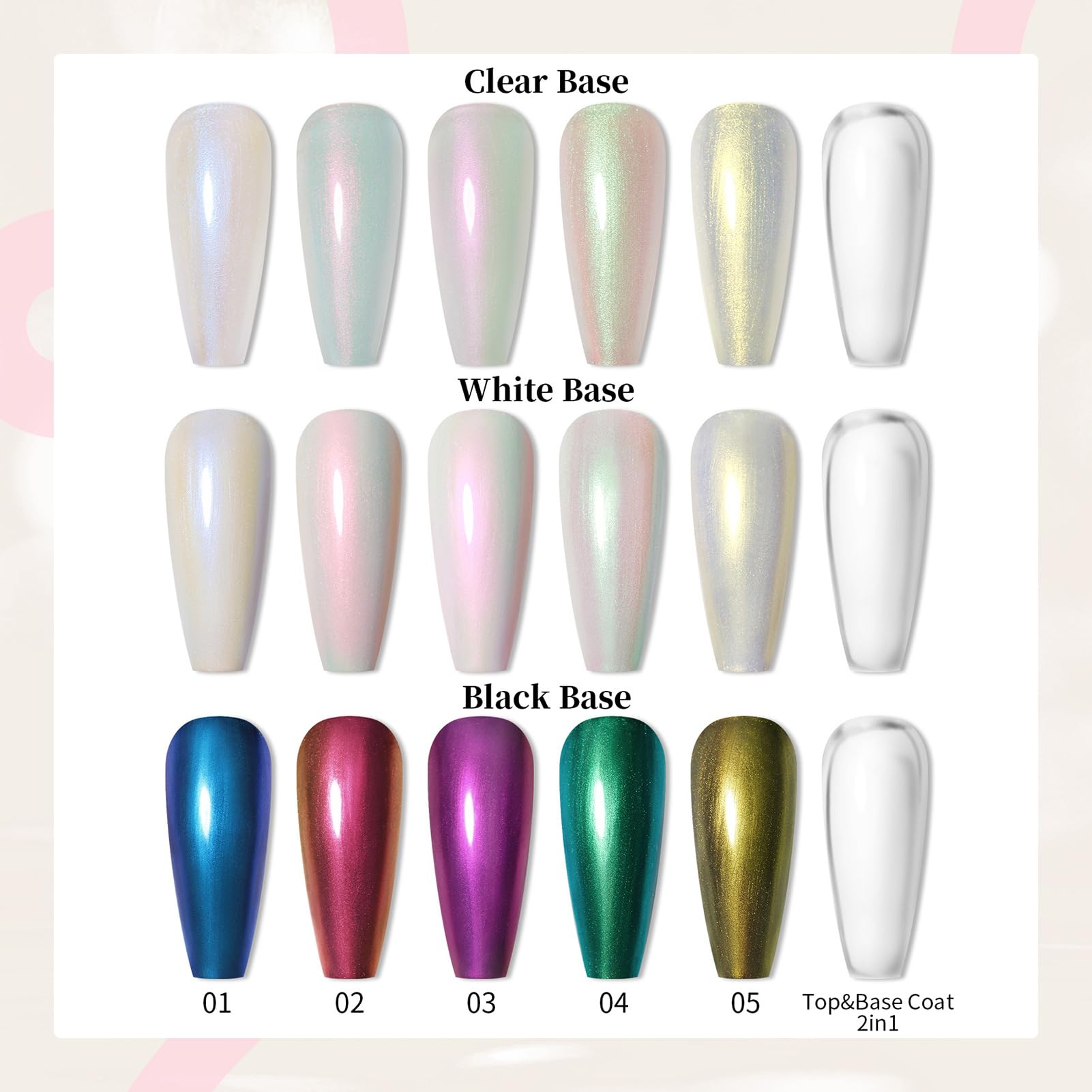 Born Pretty Pearl Nail Polish Set - 5 Colors Transparent Shell Glimmer Shimmer Sheer Jelly Nail Varnish with Base & Top Coat | Manicure, Nail Art, French Tips, Pedicure, Salon & Home Use