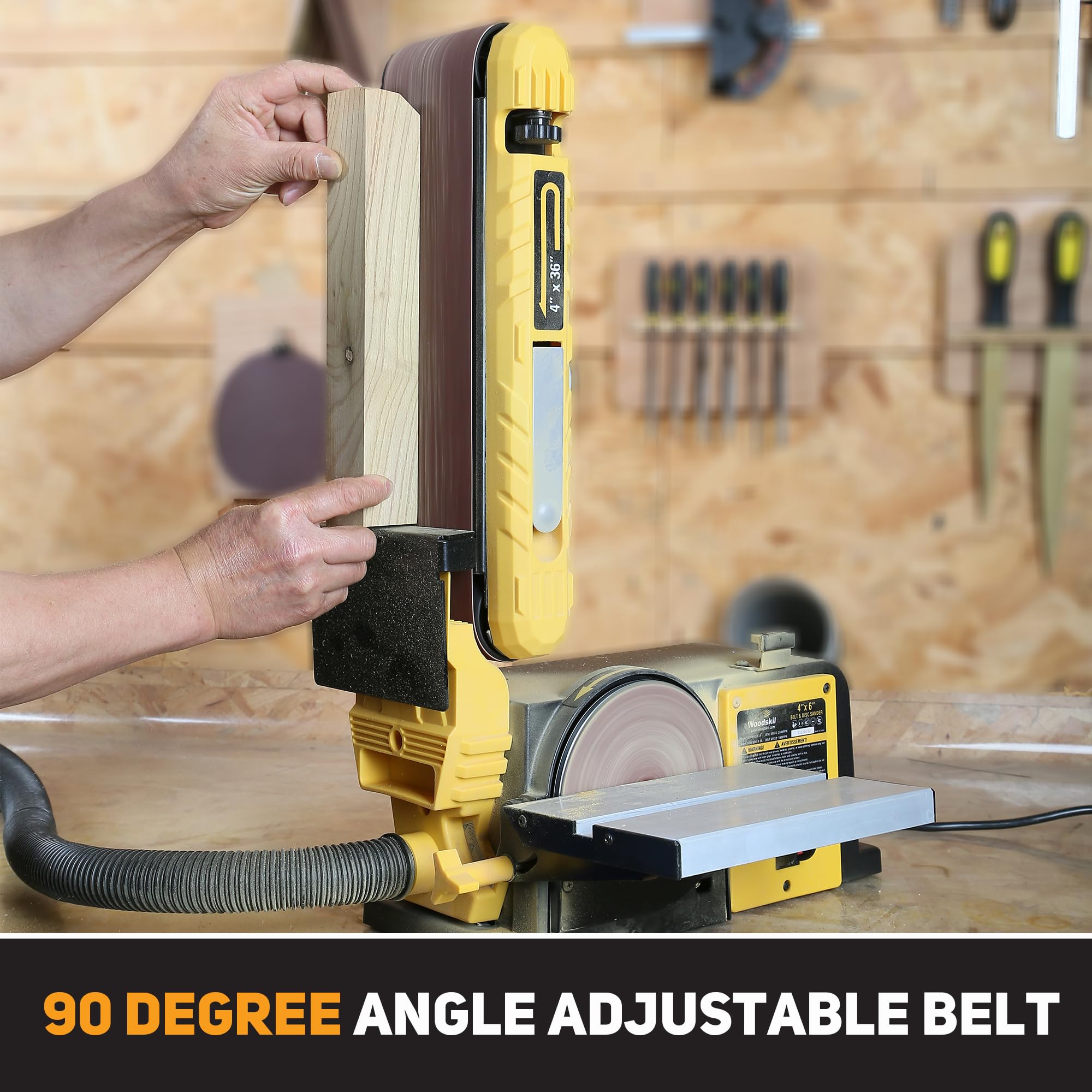 4.5-Amp Belt Disc Sander Combo | 4 x 36 in. Belt & 6 in. Disc Sander with 3/4HP Motor | Woodworking Bench Sander with Stable Base | Upgraded Model for Sanding, Polishing & Shaping Wood, Metal & DIY Projects