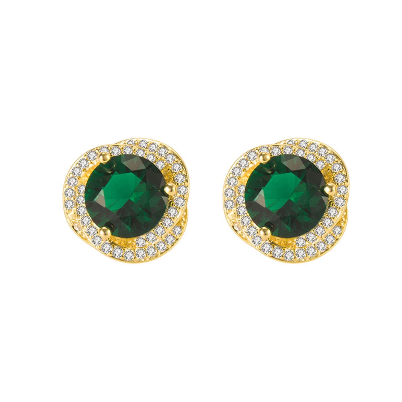 Luxury Vintage Emerald Stud Earrings for Women & Men - Micro-Set Zircon Green Ear Jewelry | Perfect for Parties, Weddings & Everyday Elegance