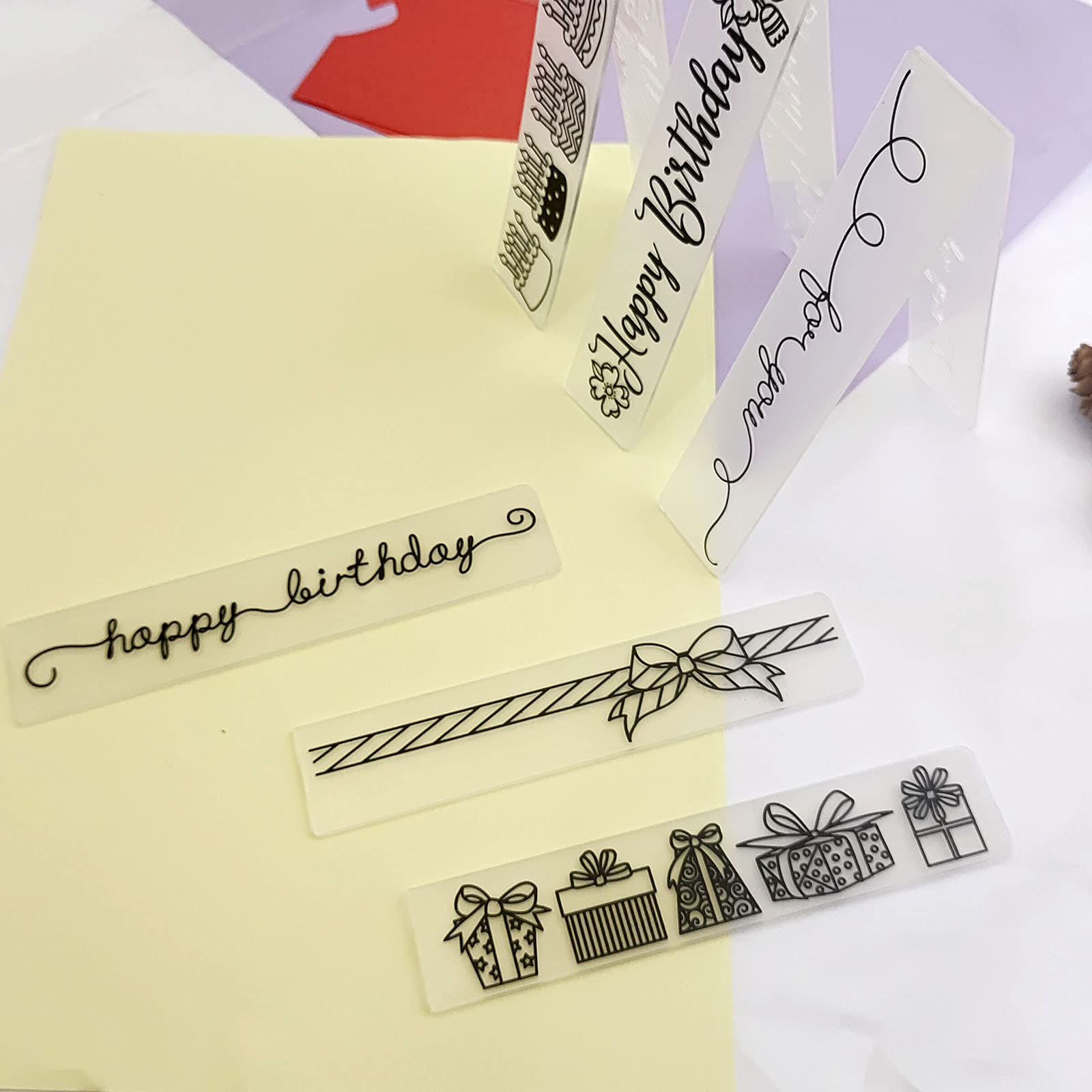6Pcs Happy Birthday Embossing Folders for DIY Craft - Plastic Gift Template, Cake Mold for Paper Card Making, Scrapbooking, Photo Album Decoration | Perfect for Birthday Cards, Invitations, and Handmade Gifts