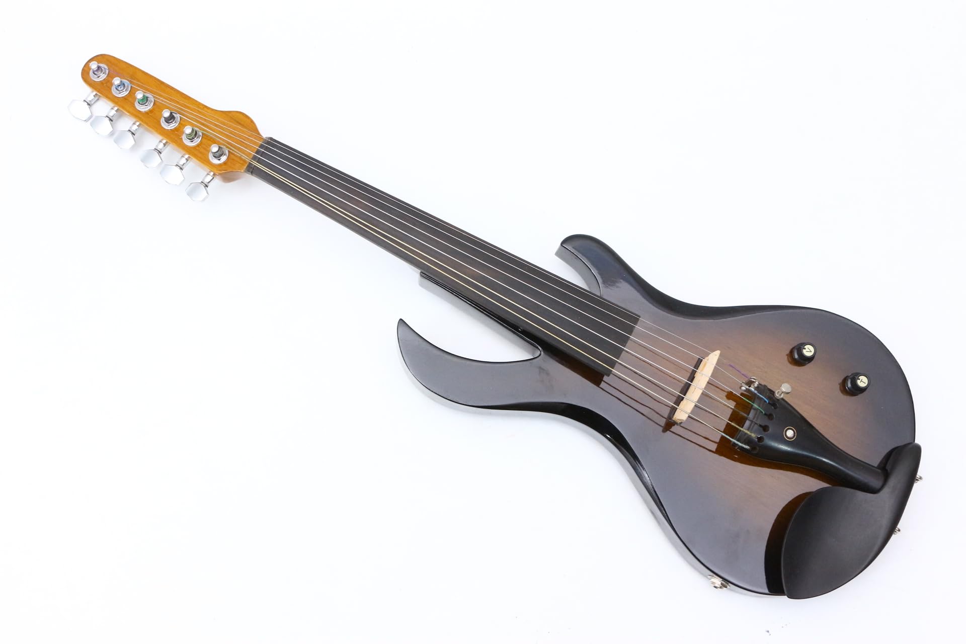 **4/4 Full Size Solid Wood Electric Violin with Ebony Fittings – 6-String Sunburst Design, Includes Violin Case & Bow – Perfect for Performances, Practice & Studio Recording**