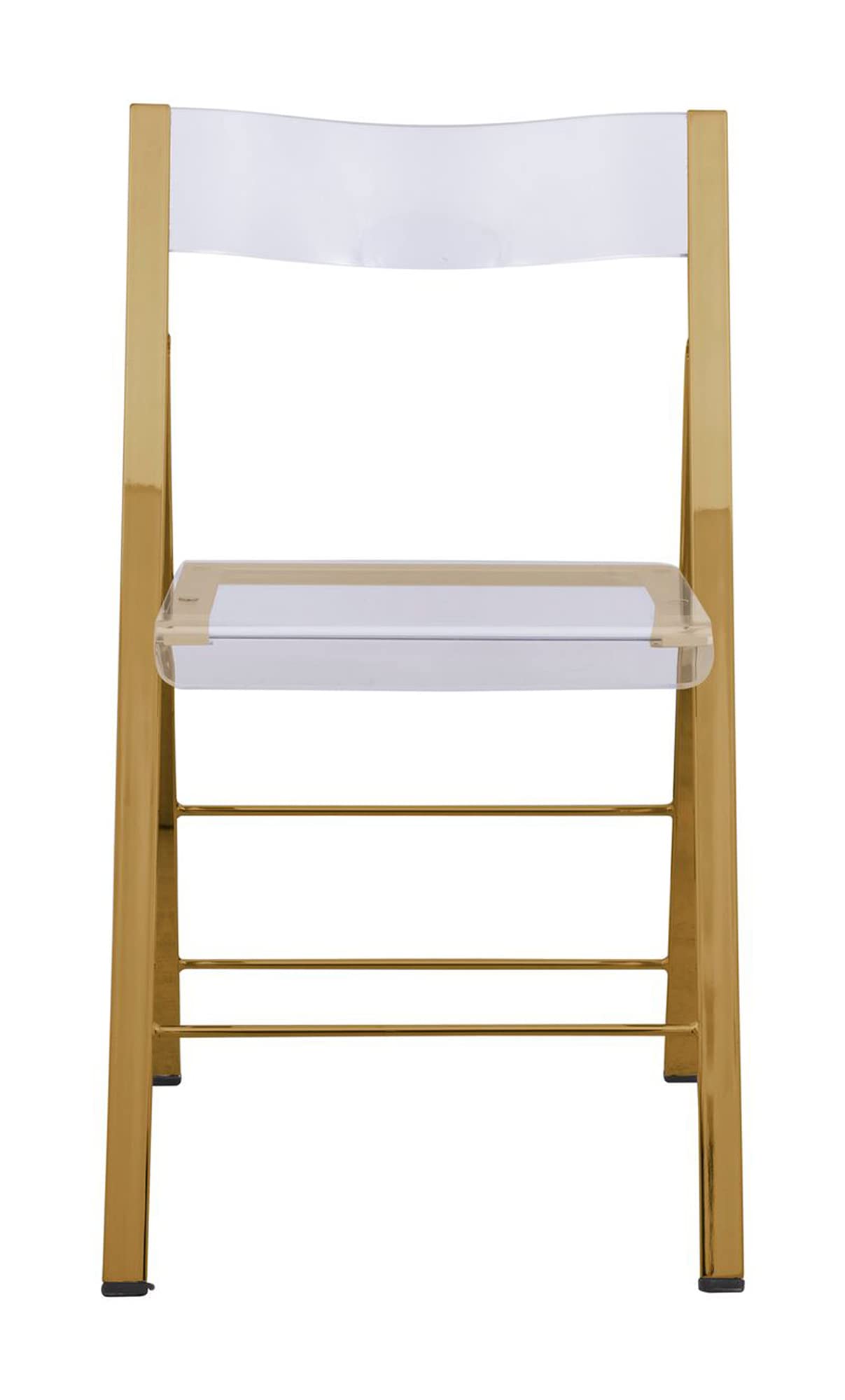 Modern Acrylic Folding Chairs with Gold Base - Set of 4 for Indoor/Outdoor Use - Clear Transparent Design Perfect for Dining Room, Patio, Wedding & Event Decor