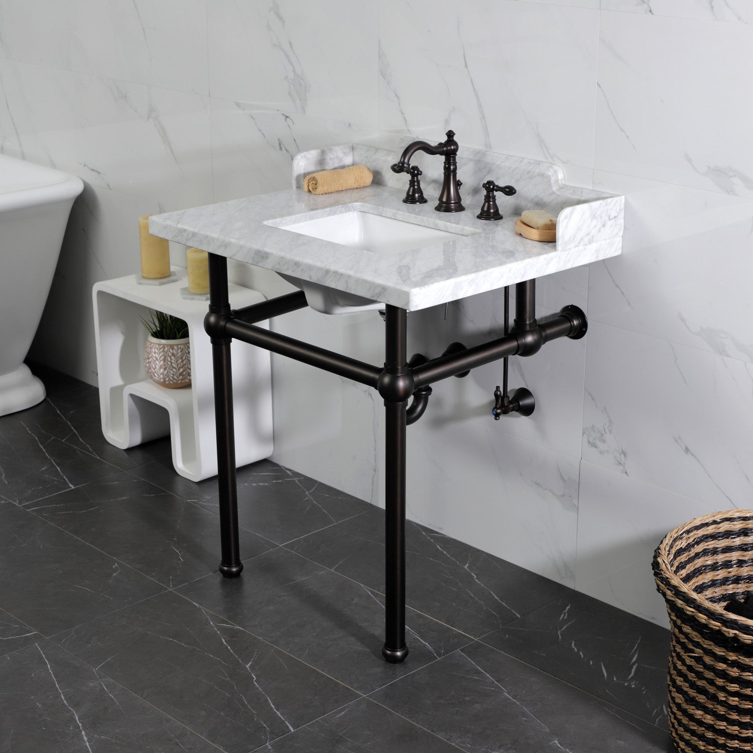 American Classic FSC1975ACL Oil Rubbed Bronze Widespread Bathroom Faucet - 3 Hole Deck Mount with 2 Handles & Pop Up Drain - Perfect for Bathroom Vanity and Powder Room Remodeling