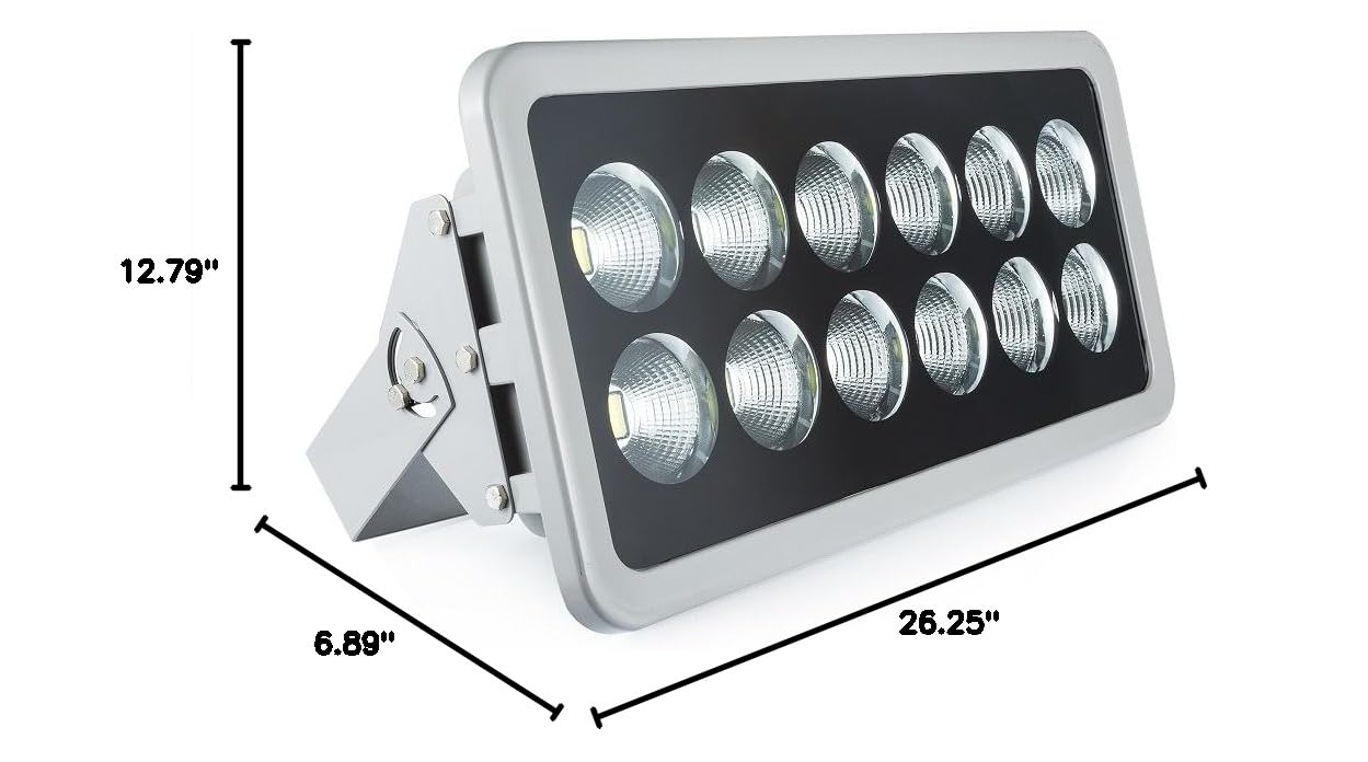 600W LED Flood Light - Super Bright Daylight White, Long Distance Security Lighting, IP66 Waterproof for Outdoor Use - Perfect for Parking Lots, Gardens, Football & Basketball Courts, Stadiums, and Backyard Lighting