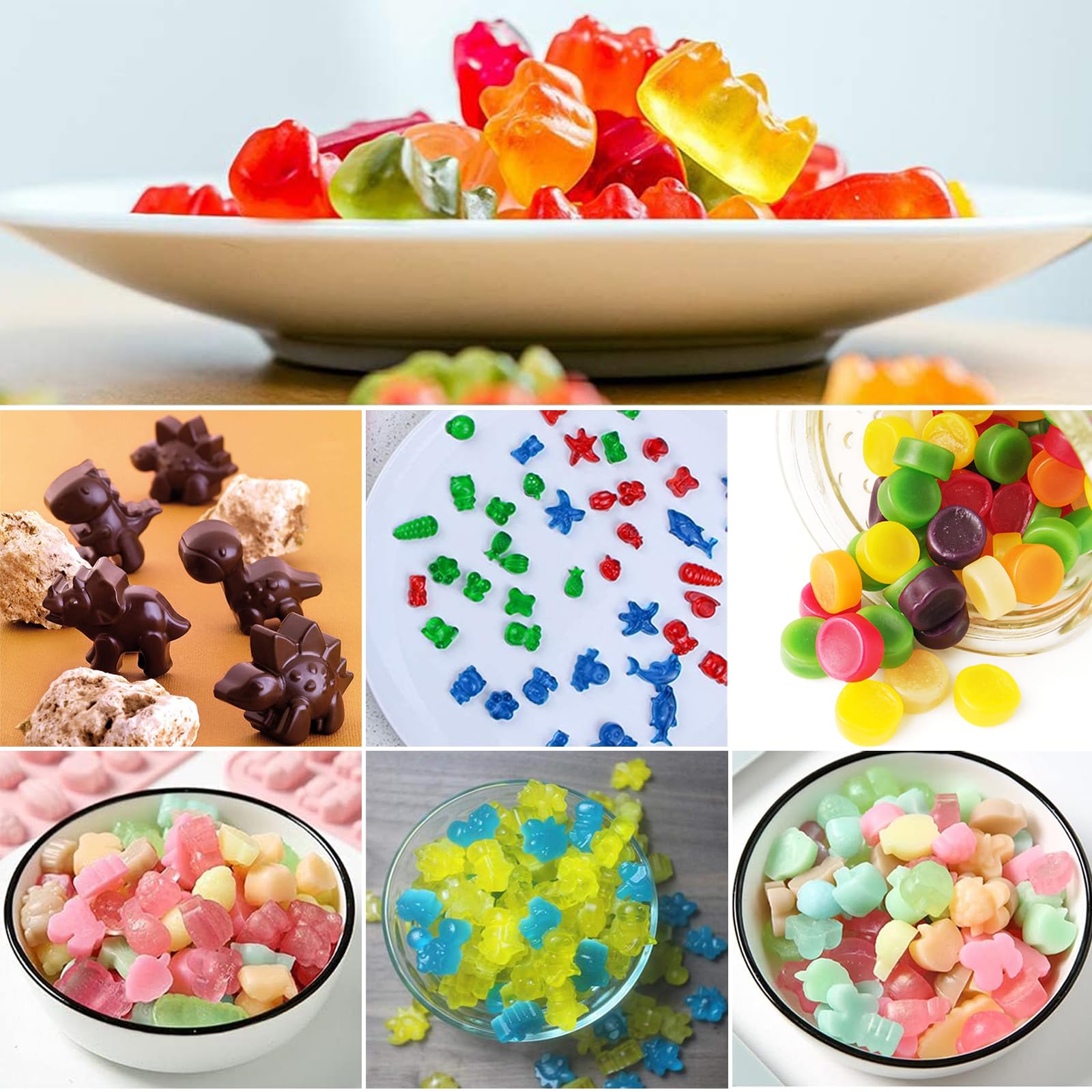 4 PCS Mini Gummy Silicone Molds for Chocolate, Candy, Biscuits & Wax Melts - Reusable Baking Molds for DIY Treats, Cake Decorating & Party Favors