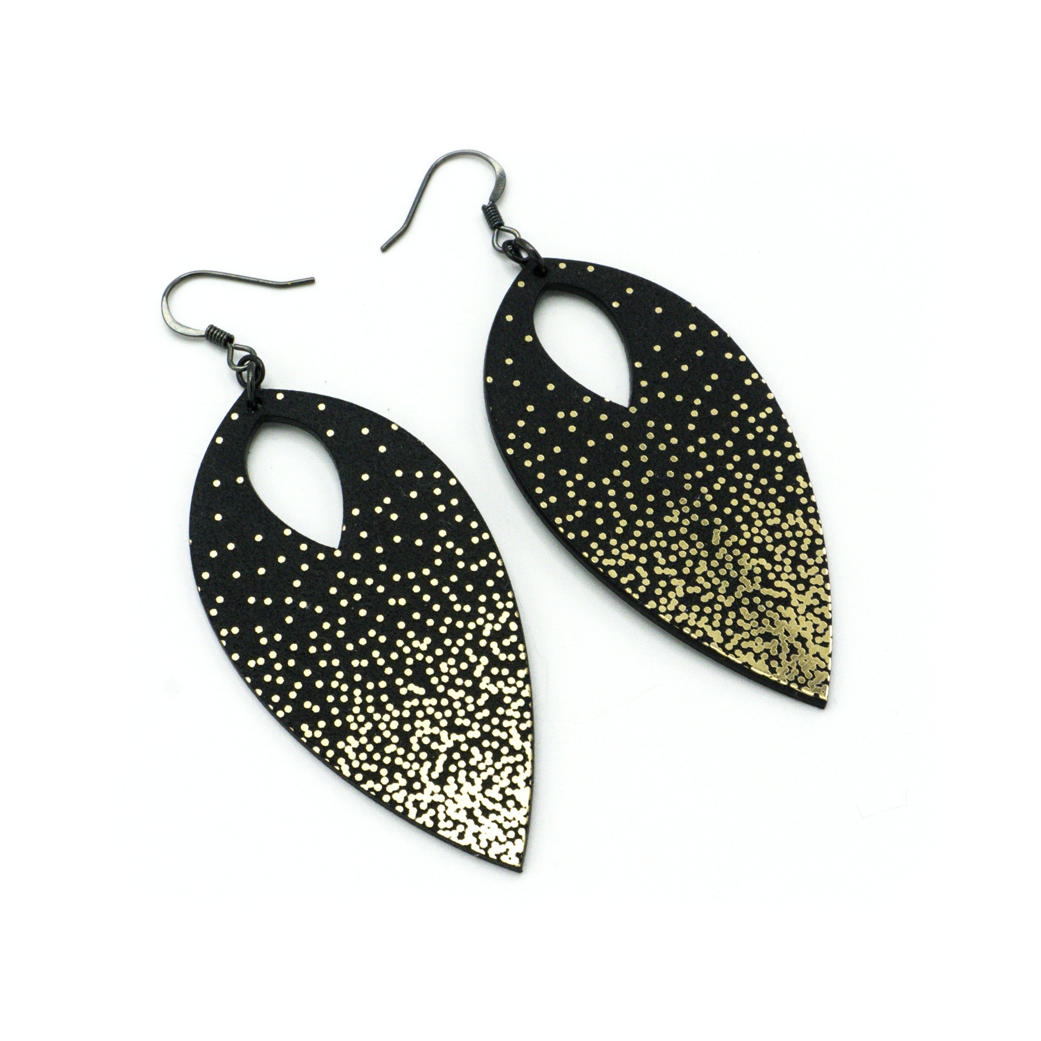 Spark Gradient Acrylic Earrings - Brushed Gold & Black Dangle Earrings for Women, Trendy Party & Everyday Wear