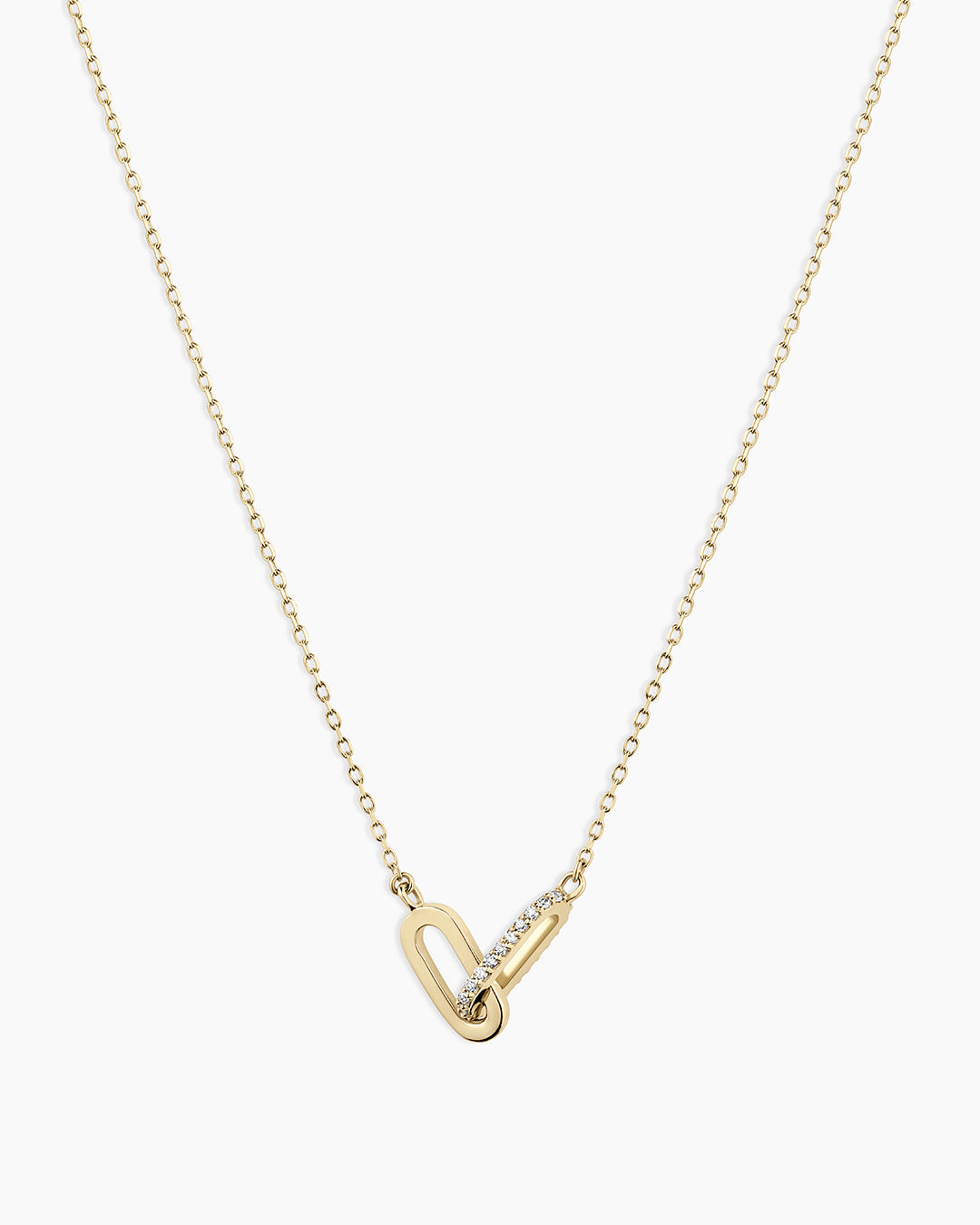 Diamond Bond Interlocking Link Necklace for Women - Elegant 14K Gold Plated Chain Jewelry for Everyday Wear & Special Occasions