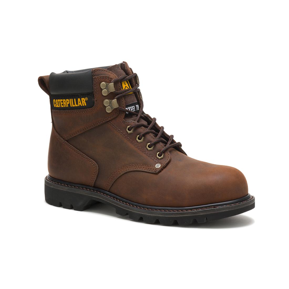 Dark Brown Steel Toe Work Boots for Men - OSHA Approved Safety Shoes for Construction & Warehouse Workers - Durable Non-Slip Work Boots for Heavy Duty Jobs