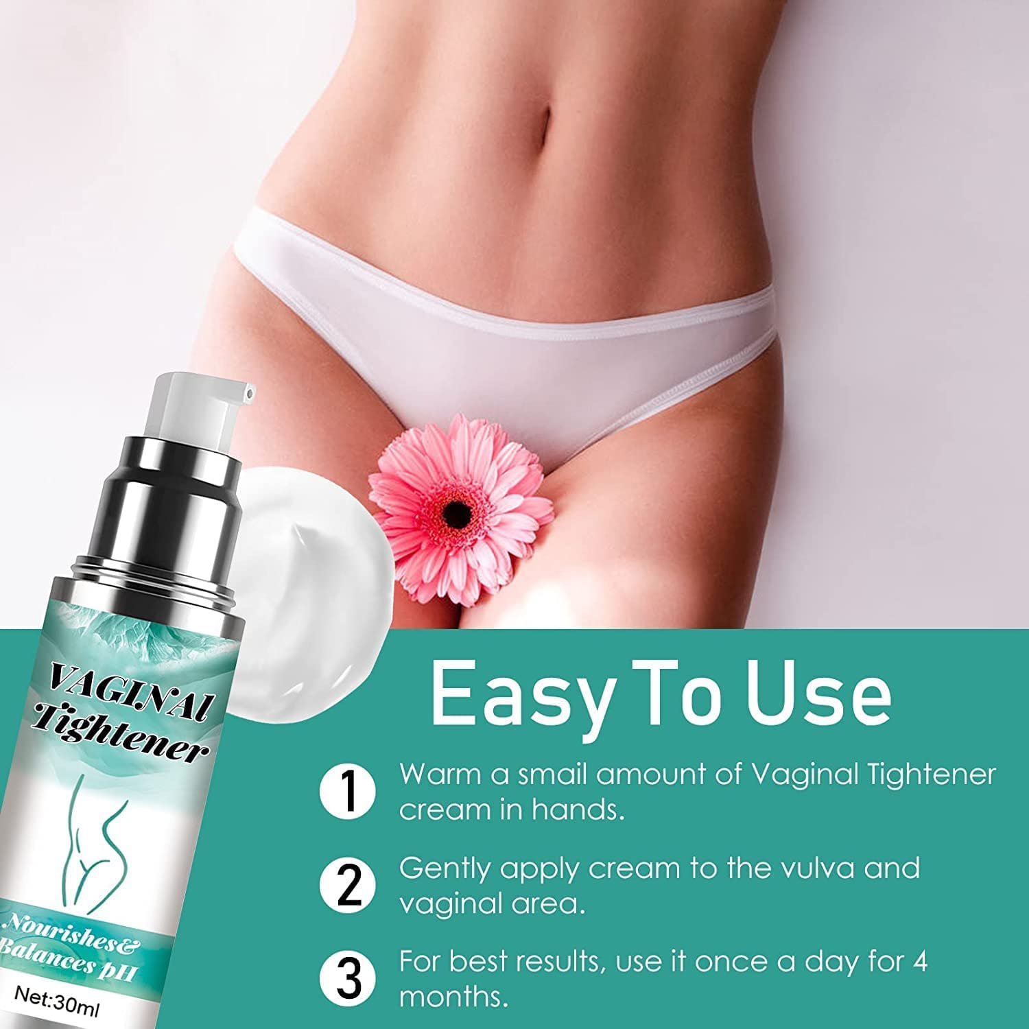 Natural Vaginal Tightening Cream for Women - Intimate Care Gel for Enhanced Sensation & Firmness - Easy to Apply V-Tight Gel (3 Pack) - Perfect for Postpartum Recovery & Increased Intimacy