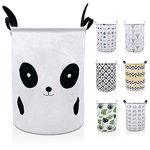 Foldable Canvas Laundry Basket with Waterproof PE Coating - Large Storage Hamper for Kids, Nursery, Office & Bedroom - Perfect for Clothes, Toys & Organizing (Bear Design)