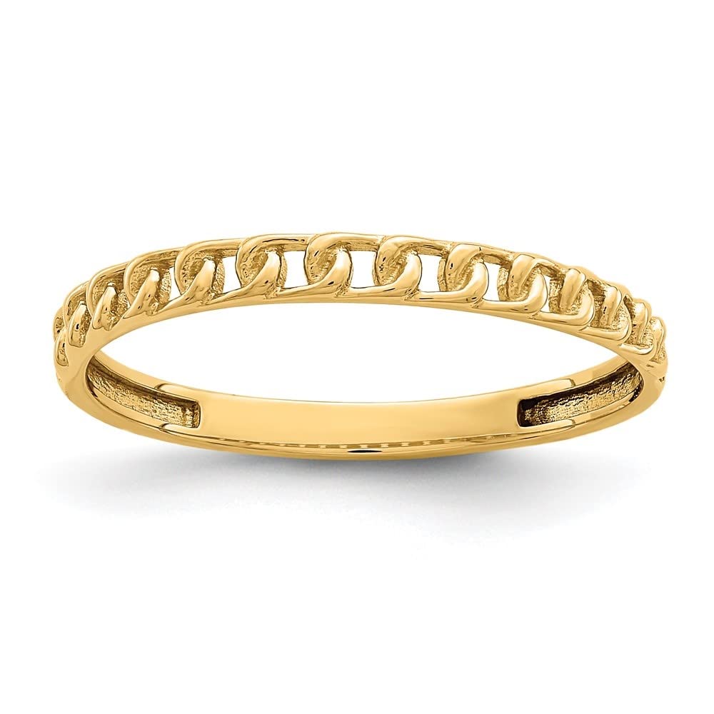 14K Gold Link Chain Ring for Women - Elegant & Durable Jewelry Gift for Her - Perfect for Weddings, Anniversaries & Special Occasions