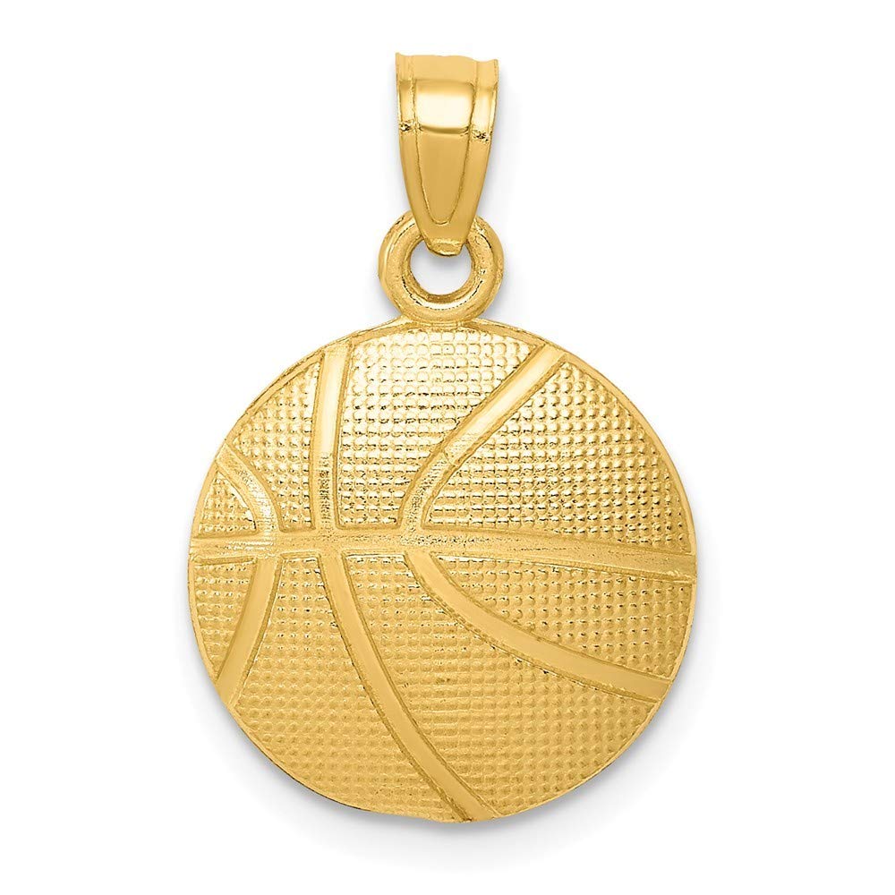 Roy Rose Jewelry 14K Yellow Gold Basketball Pendant Necklace for Men - Elegant Sports Jewelry Gift for Basketball Lovers, Players & Fans - Perfect for Games, Parties & Special Occasions