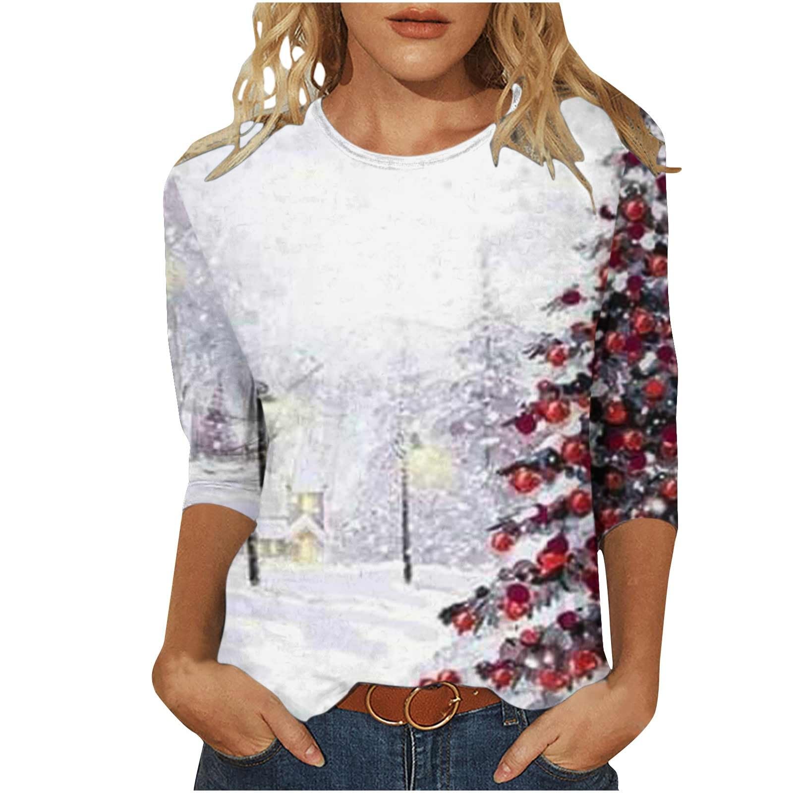 Yihaojia Plus Size Christmas Shirts for Women - Festive Holiday Tops for Parties & Family Gatherings - Black Friday & Christmas in July Deals