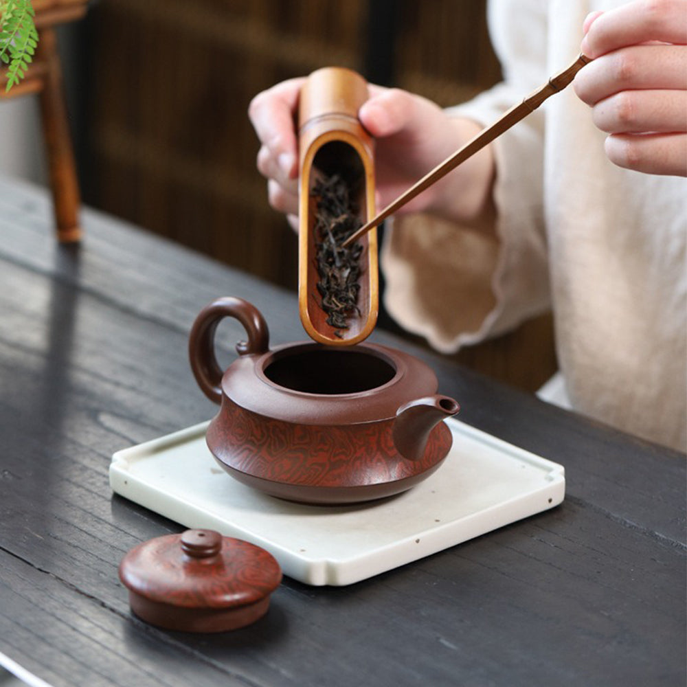 Premium Yixing Purple Clay Boat Teapot - Handcrafted Chinese Zisha Teapot for Oolong & Pu-erh Tea Brewing | Perfect Gift for Tea Lovers & Home Tea Ceremony