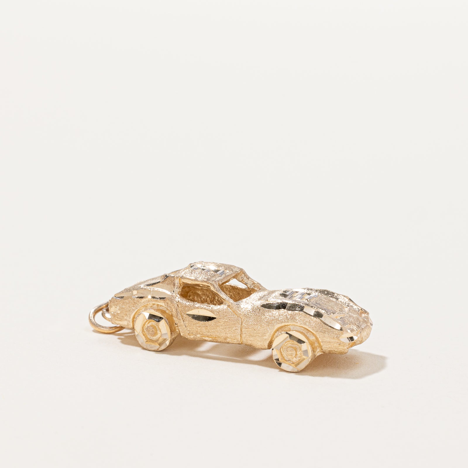 10K Yellow Gold Race Car Charm Pendant - Elegant Jewelry Gift for Car Enthusiasts - Perfect for Necklaces, Bracelets & Special Occasions
