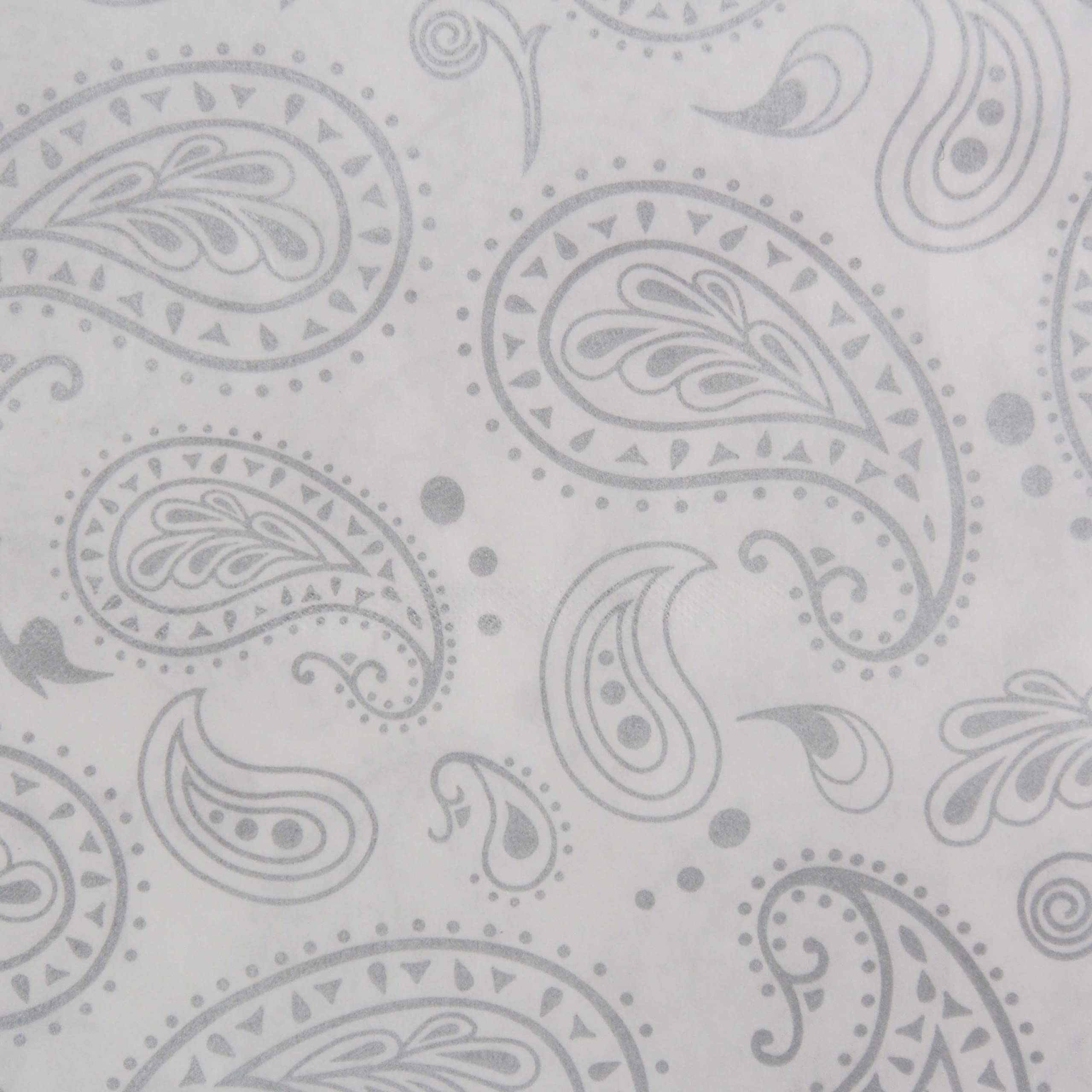 100 Pack 6x9 Inch Decorative Flat Paper Gift Bags - Elegant Silver Paisley Design on White Kraft - Perfect for Party Favors, Wedding Treats, Holiday Gifts & Cookie Packaging (N'icePackaging)