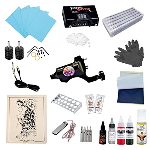 Professional Rotary Tattoo Machine Kit for Beginners - Complete Tattoo Starter Set with Power Supply, Needles & Inks - Perfect for Home Tattoo Practice, Studio Work & Professional Tattoo Artists