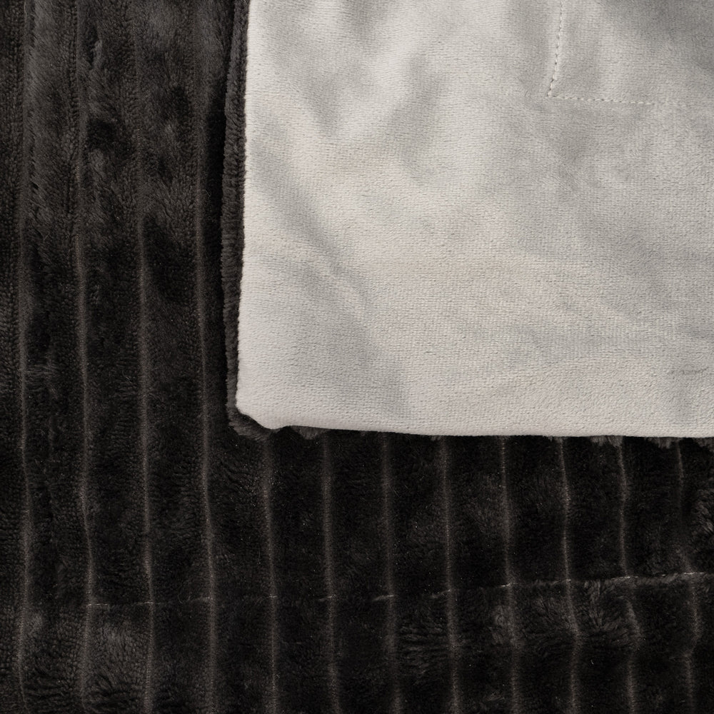 Premium Channel Charcoal Throw Blanket - Soft & Cozy Luxury Throw for Sofa, Bed, and Couch - Perfect for Winter Warmth, Home Decor, and Gift Giving