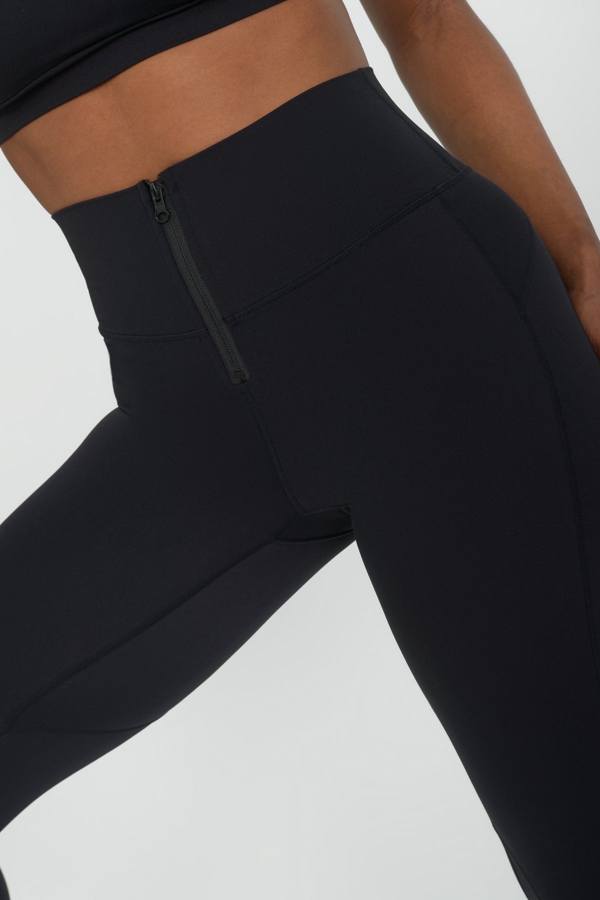 Bronx Zip Front Legging - High Waisted Workout Leggings for Women, Black - Perfect for Yoga, Running & Gym
