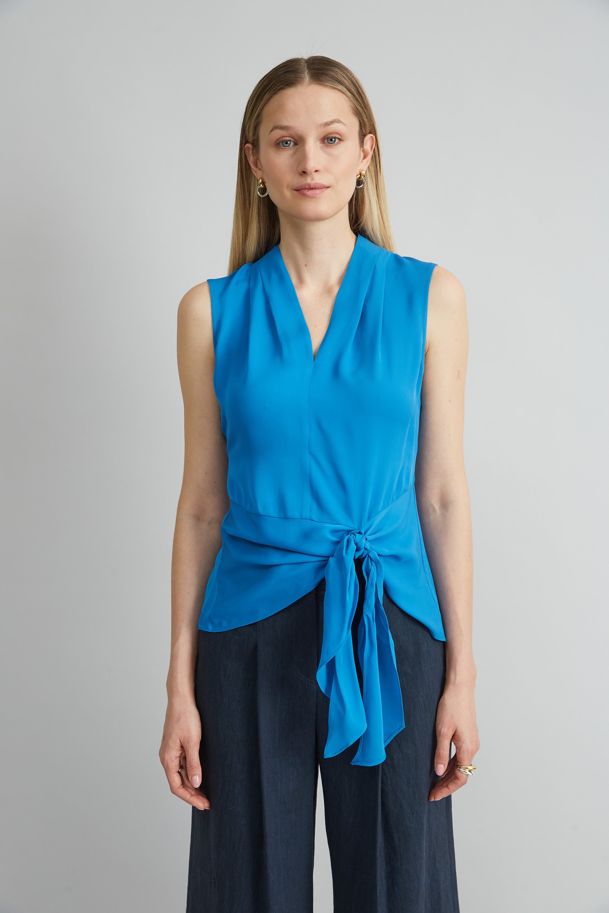 Elegant Silk Side Tie Blouse for Women - Soft & Breathable Summer Tops - Perfect for Office Wear & Casual Outings
