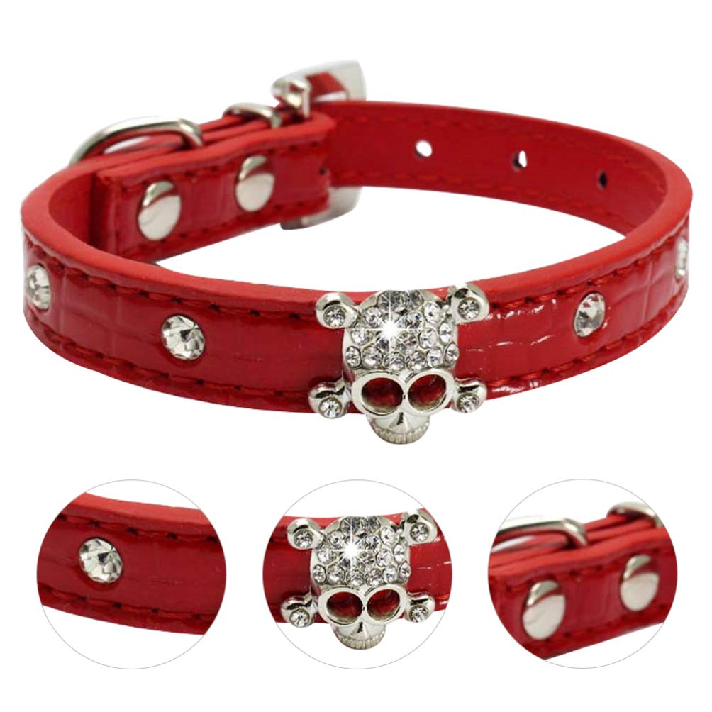 PRETYZOOM Halloween Skull Pet Collar - Gothic Dog Collar with Red Rhinestones for Small Dogs, Halloween Costume Accessory & Goth Outfits - Perfect for Halloween Parties, Pet Costume Contests and Gothic Fashion