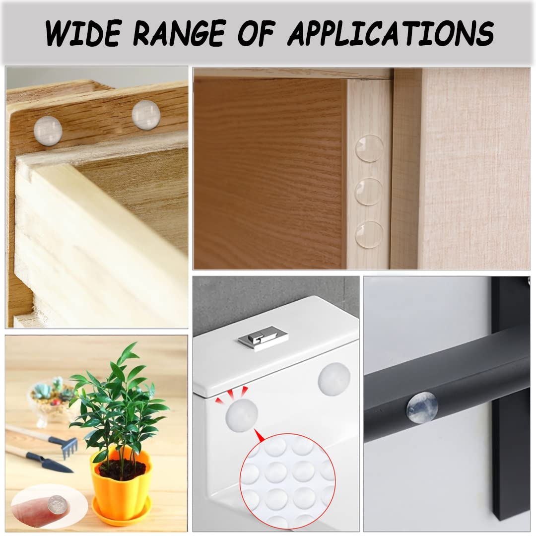 6 Pack Rubber Chair Wall Protectors & 100 Pcs Clear Furniture Bumpers - Heavy Duty Silicone Cabinet Door Bumpers with Adhesive for Shower Doors, Drawers, Car Doors, Toilet Lids - Home & Office Furniture Protection Solution