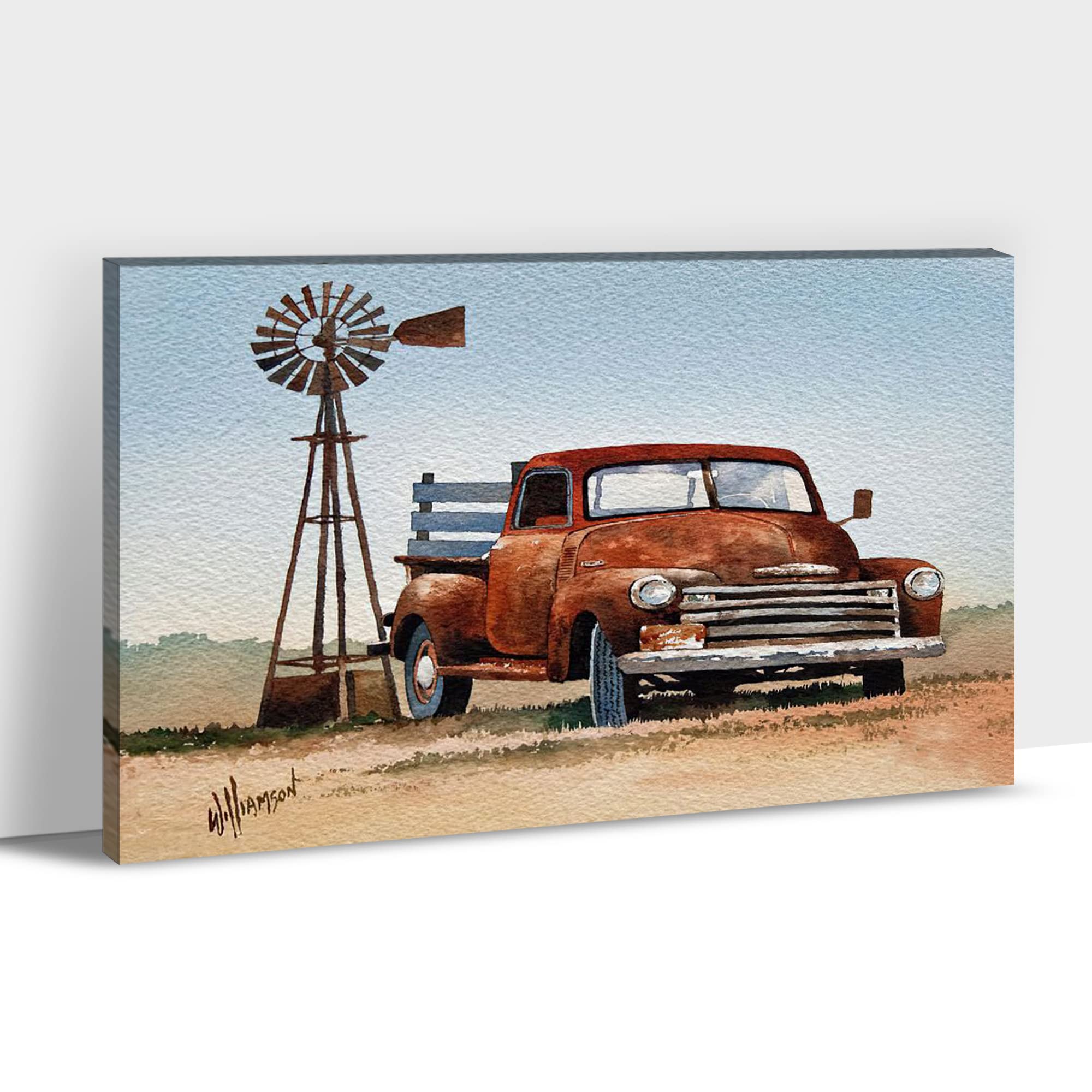 Vintage Farmhouse Truck Wall Art - Rustic Old Truck & Windmill Framed Decor for Country Home, 18”x24” Farmhouse Wall Hanging (1 Piece) | Perfect for Living Room, Bedroom or Cabin Decor