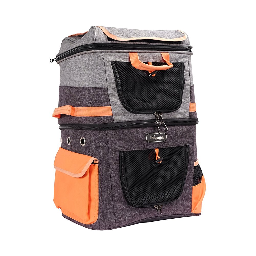 Hands-Free Two-Tier Pet Backpack Carrier for Dogs & Cats - Portable & Comfortable for Hiking, Travel, and Outdoor Adventures