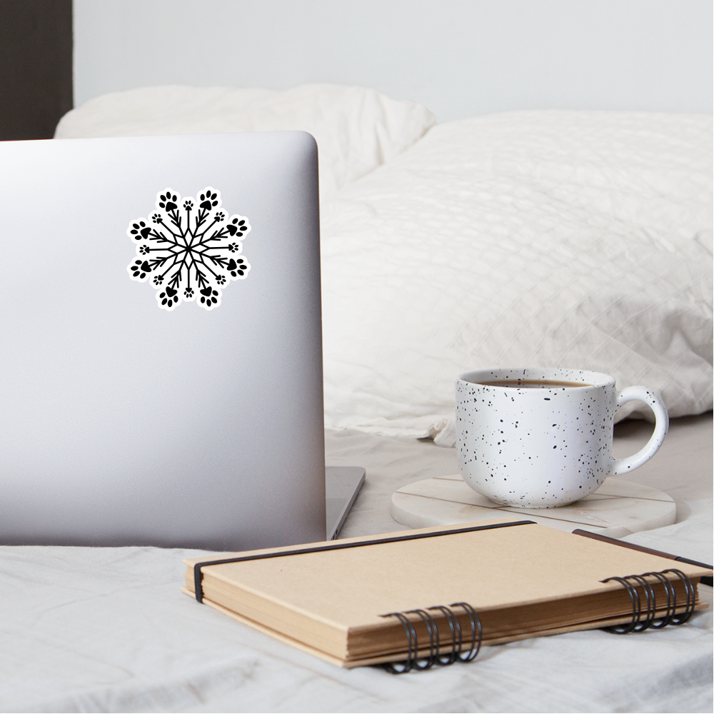 Paw Snowflake Sticker - Cute Winter Pet-Themed Decals for Laptops, Water Bottles & DIY Crafts | Perfect for Holiday Gifting & Seasonal Decorations