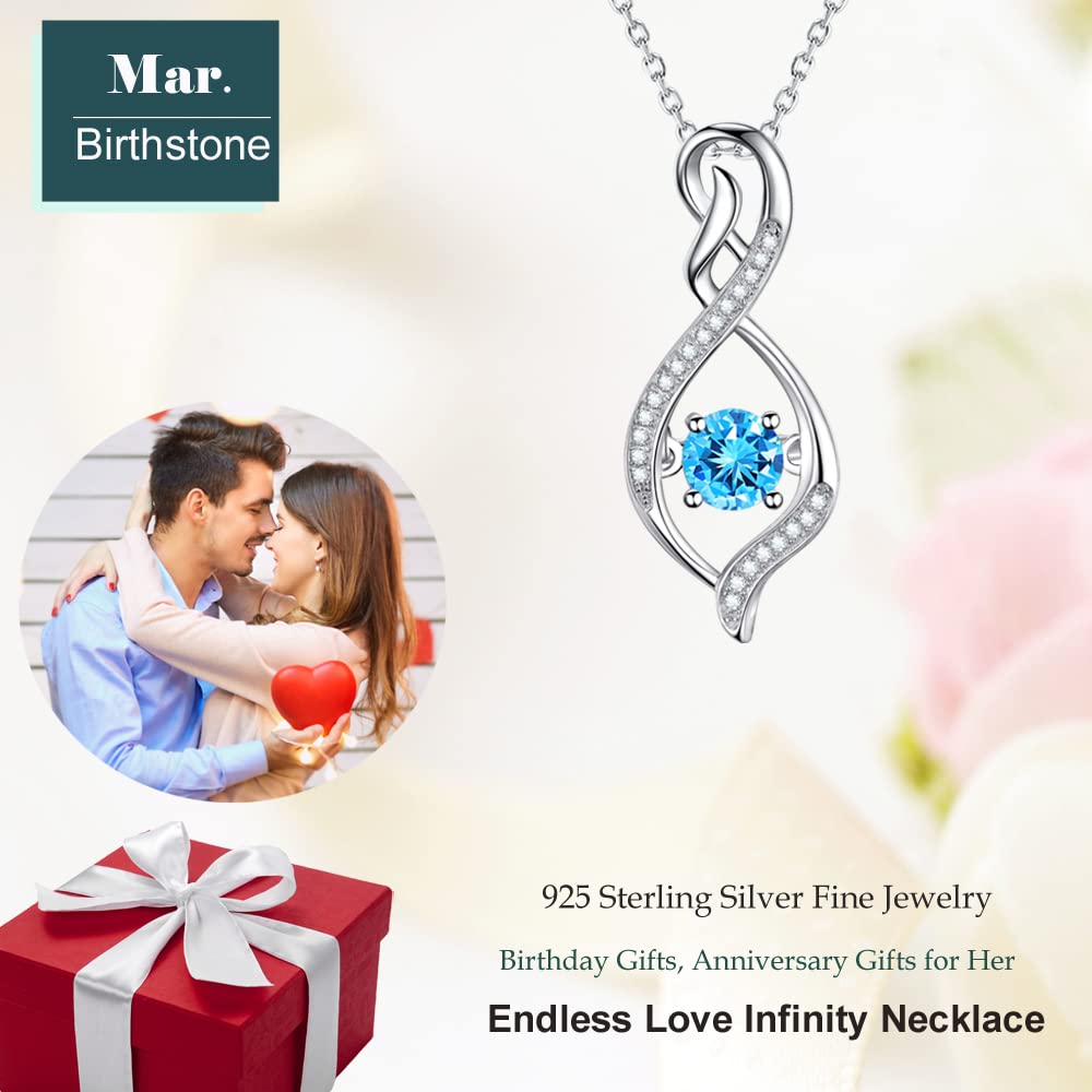 Endless Love Necklace for Women - March April May Birthstone Jewelry with Aquamarine & Emerald - Perfect Birthday Gift for Wife, Mom, Her | Elegant Pendant for Anniversaries, Valentine's Day & Special Occasions