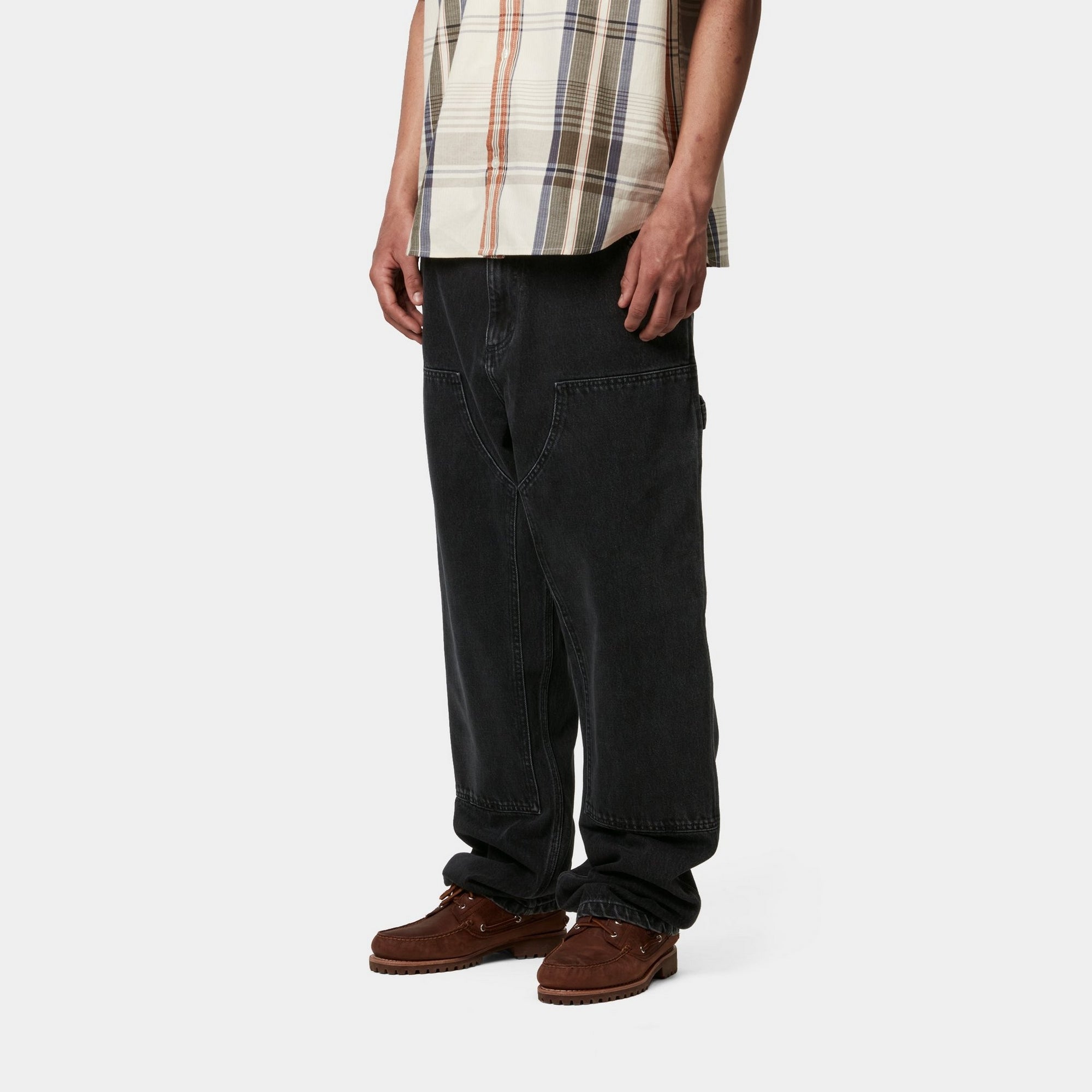 Double Knee Work Pants - Durable Denim Jeans for Men | Black Stone Washed | Perfect for Construction, Carpentry & Outdoor Work